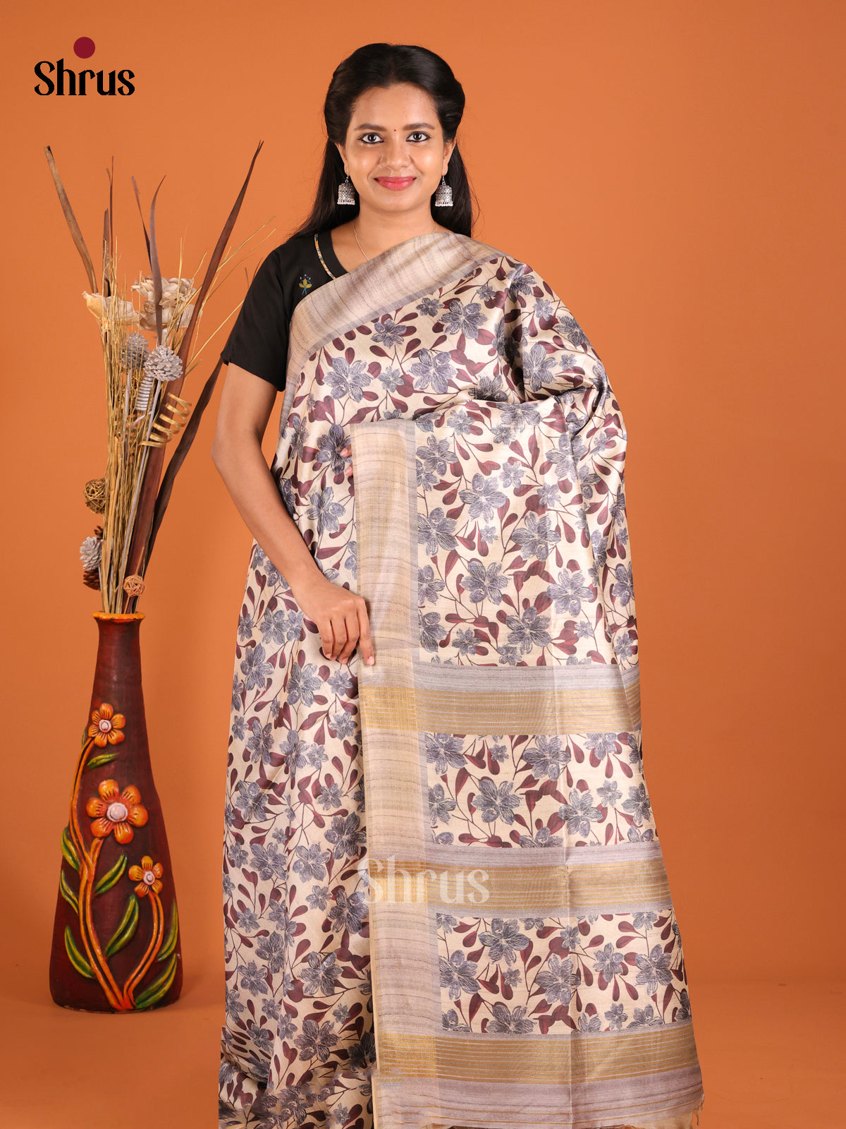 DHS28083 - Champa semitussar Saree - Shop on Shrus.com