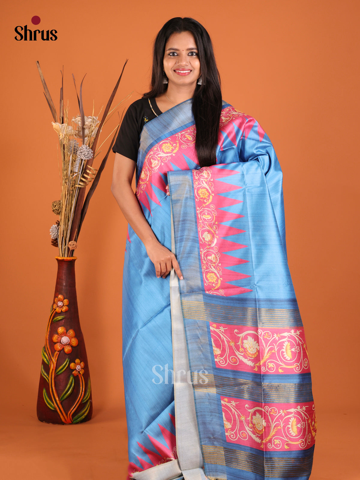 DHS28089 - Champa semitussar Saree - Shop on Shrus.com