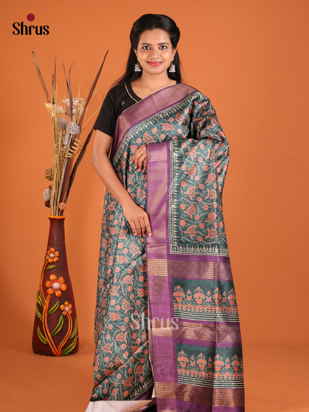 DHS28106 - Champa semitussar Saree - Shop on Shrus.com