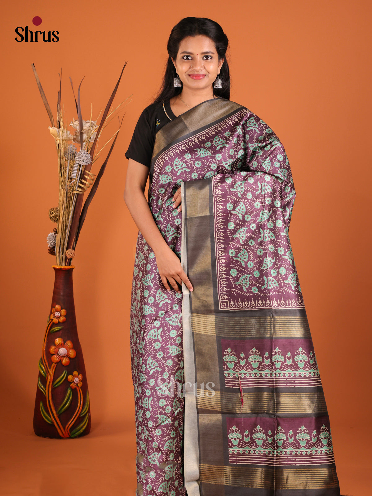 DHS28107 - Champa semitussar Saree - Shop on Shrus.com