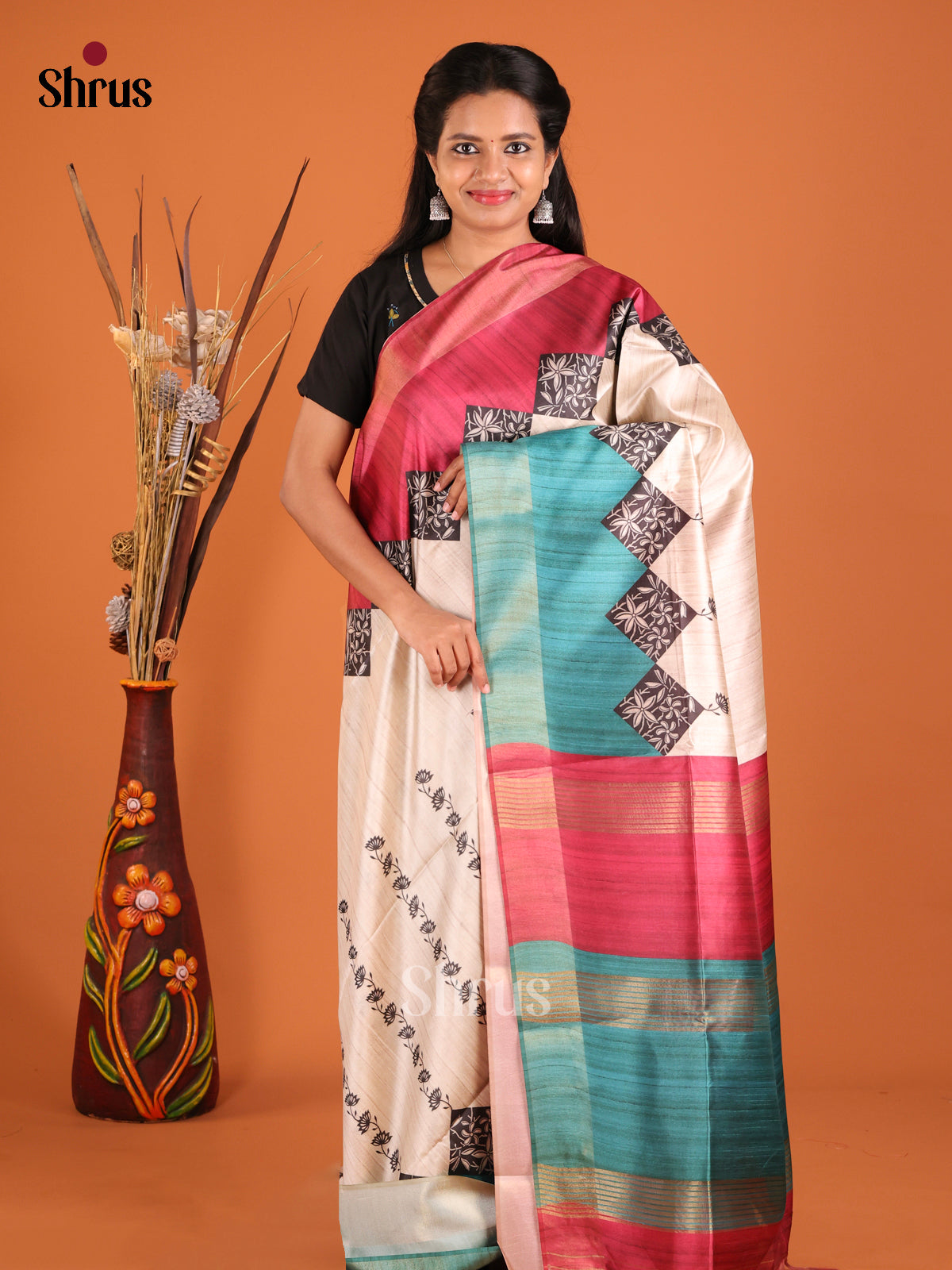 DHS28113 - Champa semitussar Saree - Shop on Shrus.com