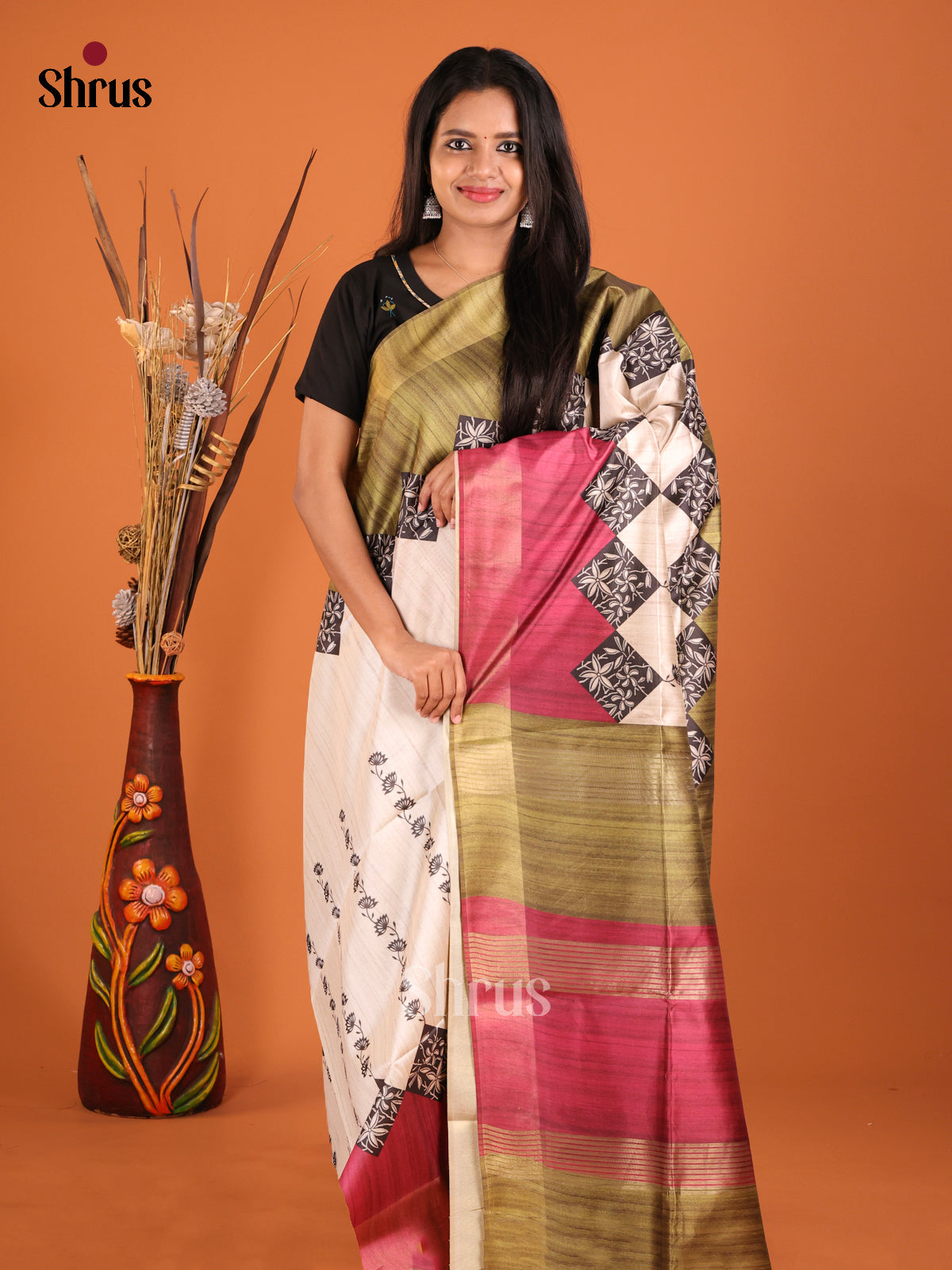 DHS28116 - Champa semitussar Saree - Shop on Shrus.com