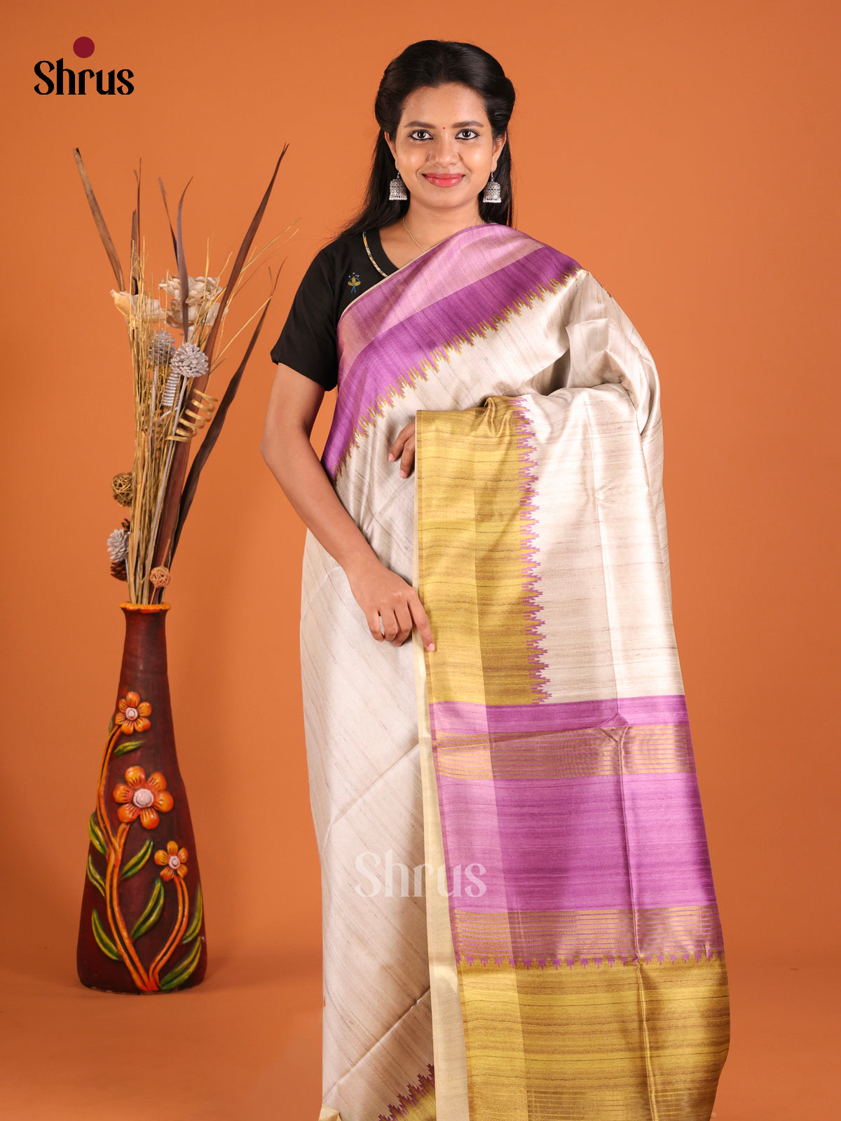 DHS28117 - Champa semitussar Saree - Shop on Shrus.com