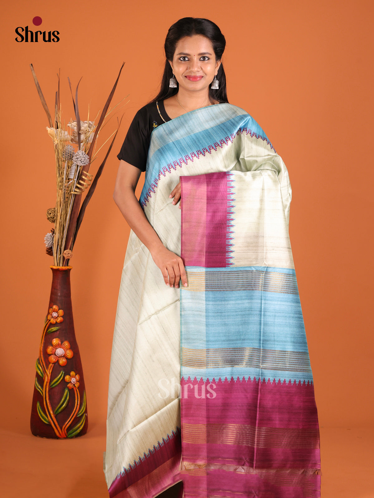 DHS28120 - Champa semitussar Saree - Shop on Shrus.com