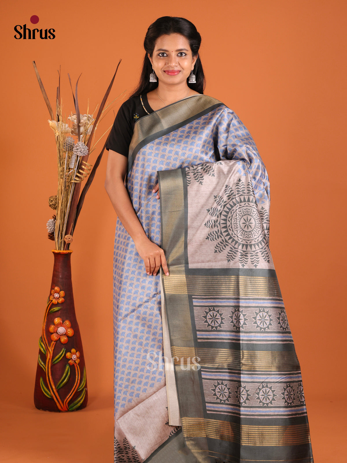 DHS28124 - Champa semitussar Saree - Shop on Shrus.com