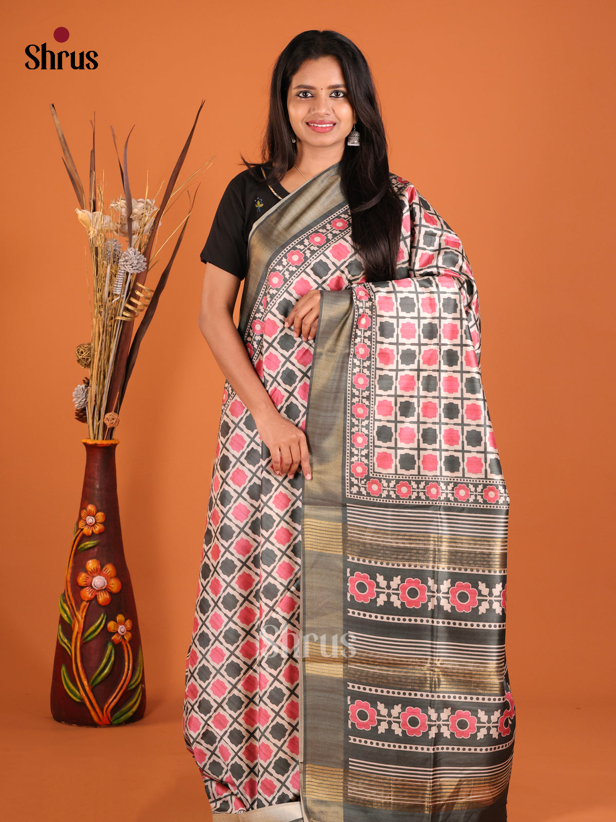 DHS28158 - Champa semitussar Saree - Shop on Shrus.com
