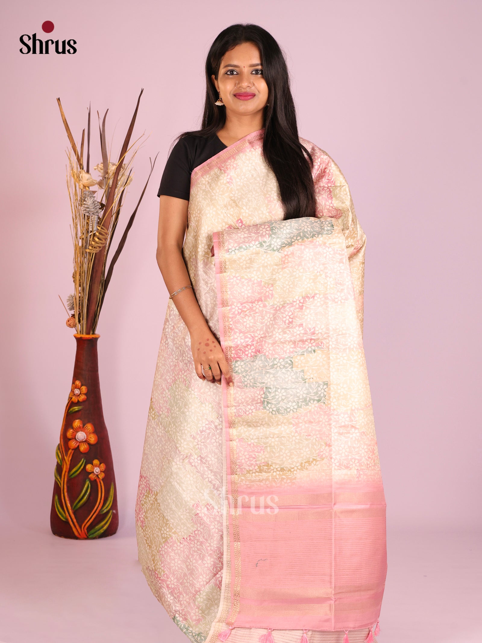 DHS28244 - Printed Semi Tussar Saree
