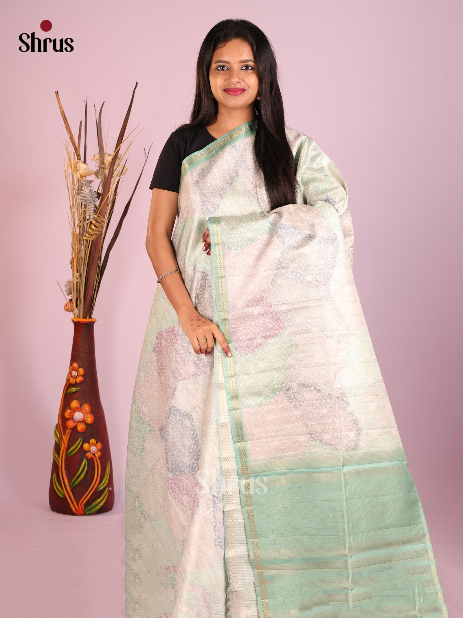 DHS28248 - Printed Semi Tussar Saree