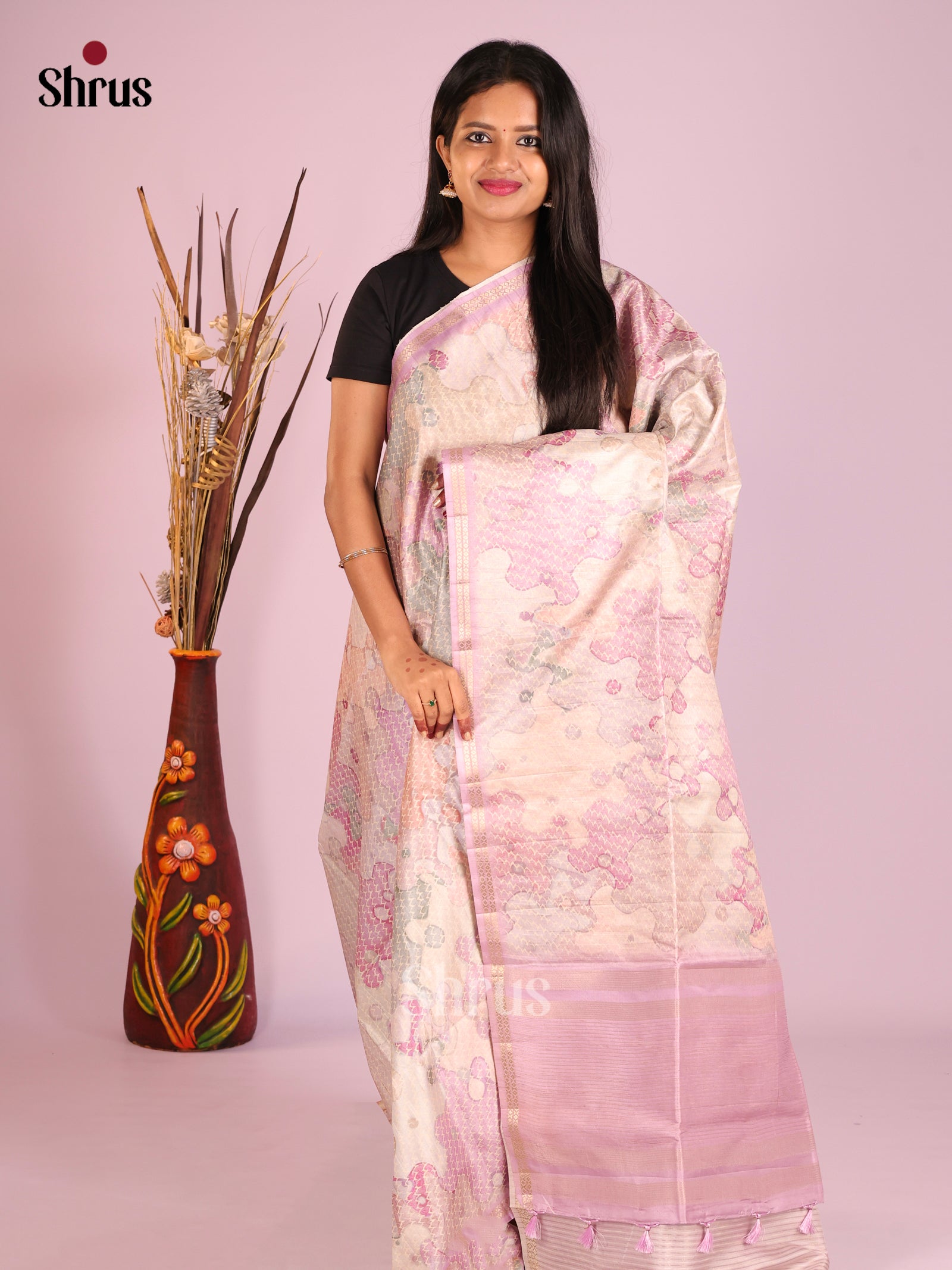 DHS28257 - Printed Semi Tussar Saree