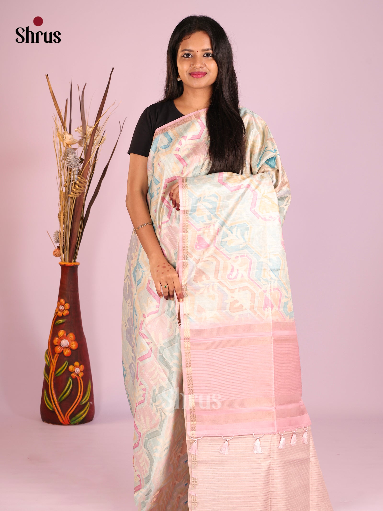 DHS28261 - Printed Semi Tussar Saree