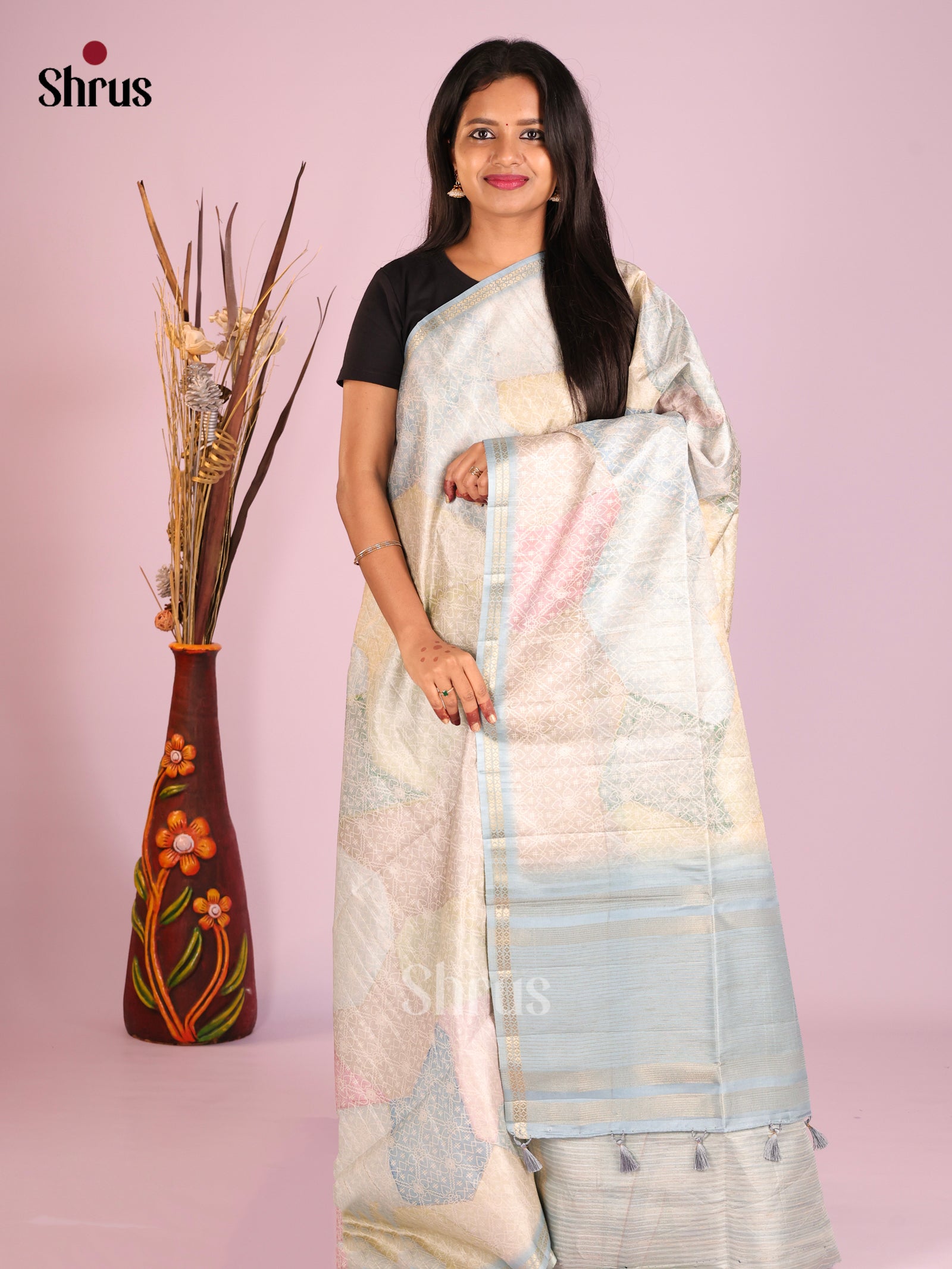 DHS28262 - Printed Semi Tussar Saree