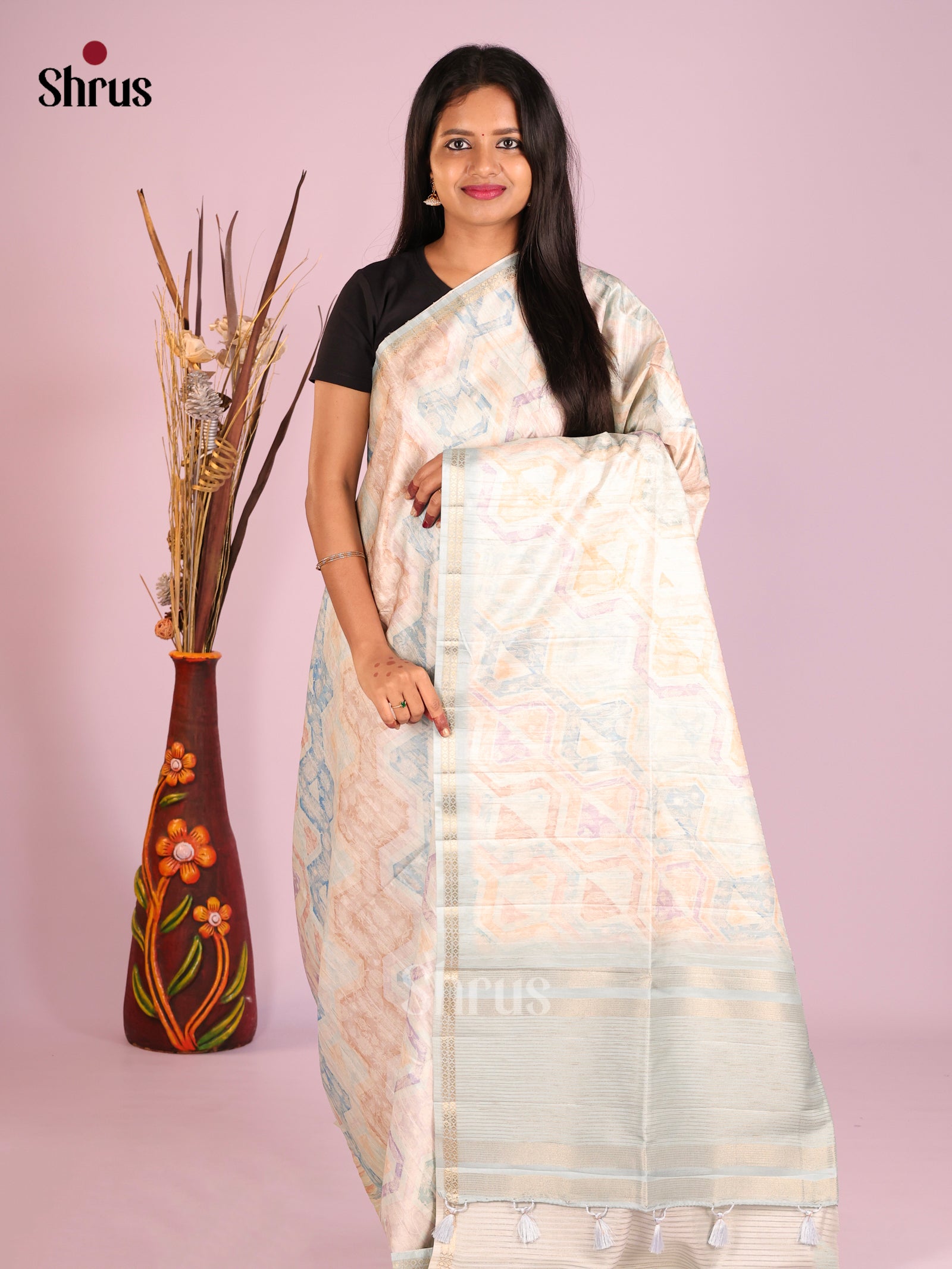DHS28268 - Printed Semi Tussar Saree