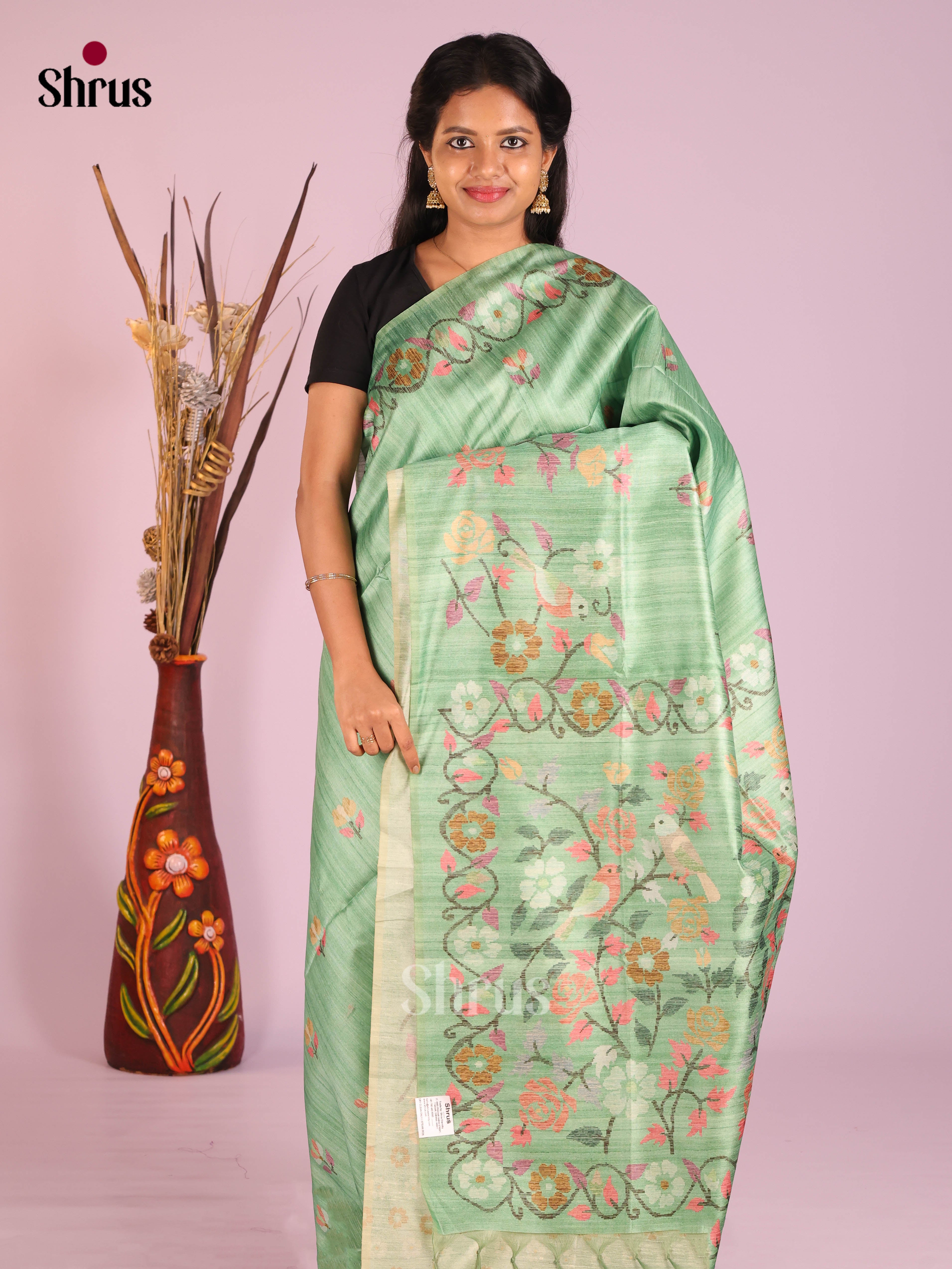 Pastel Green - Semi Tussar Saree