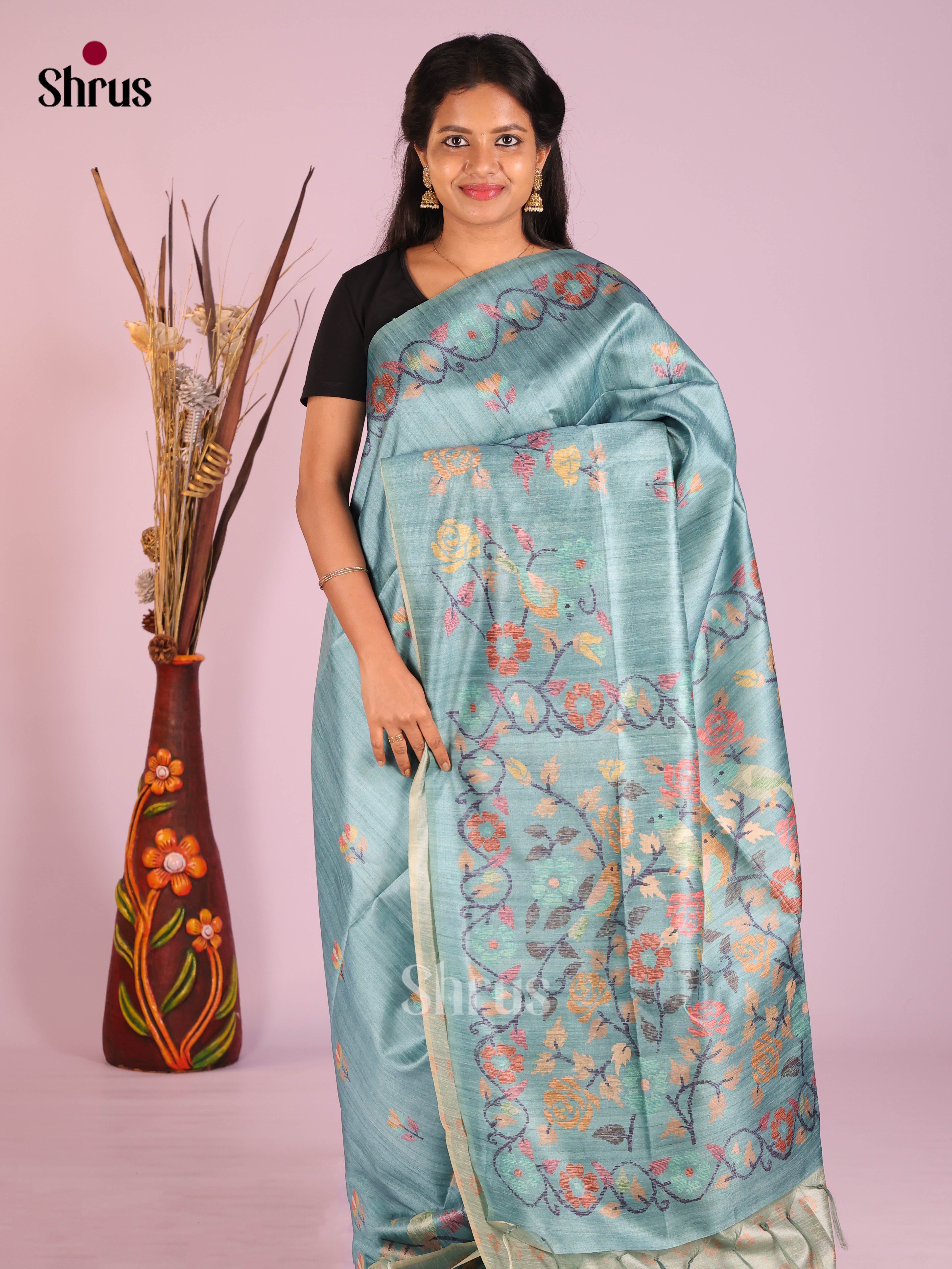 Blue - Semi Tussar Saree