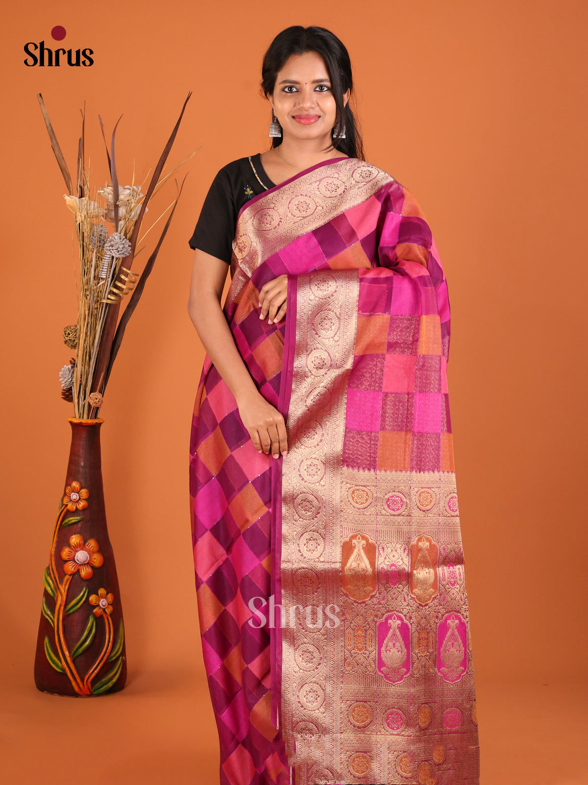 elegant multi color box designed zari North Silk Cotton Saree