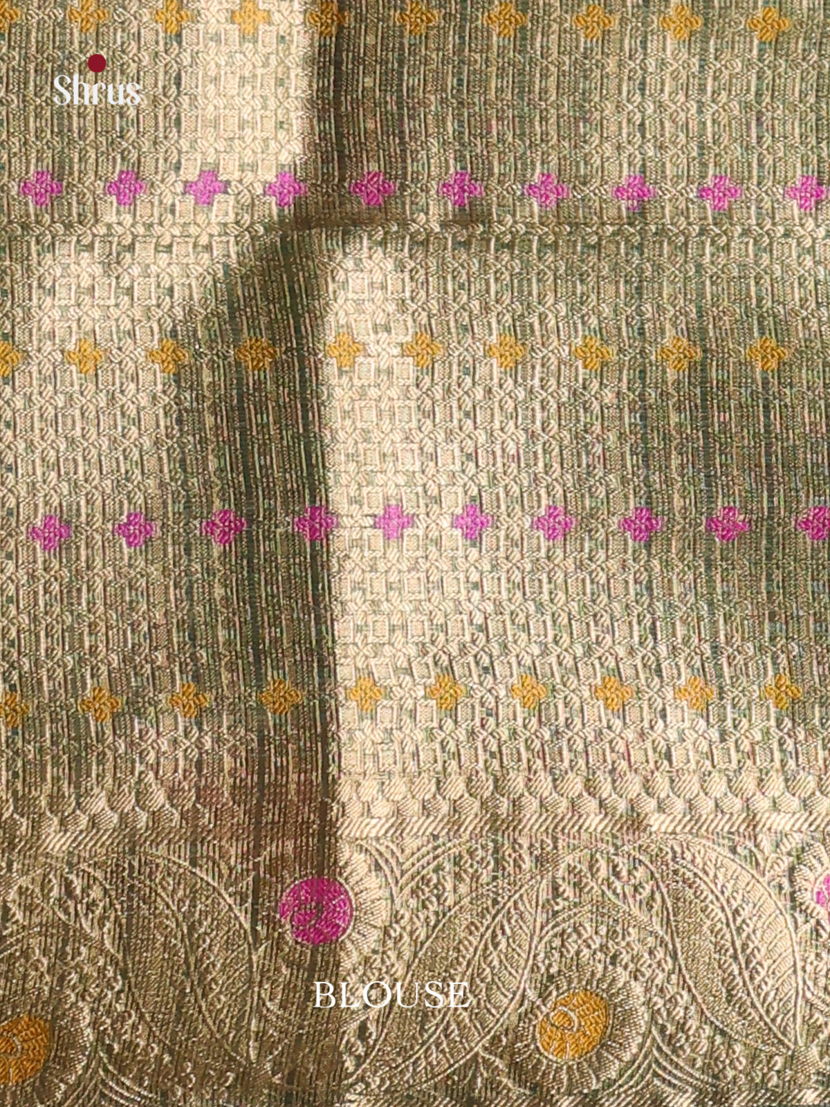 flower green gold zari North Silk Cotton Saree 1