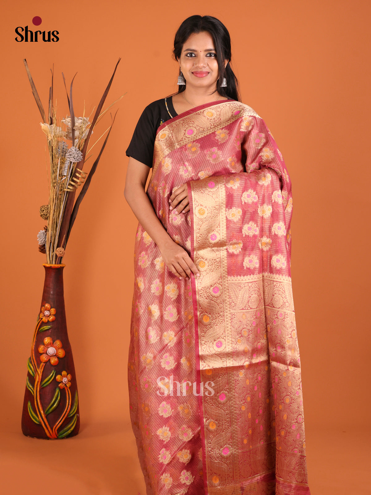 flower red zari North Silk Cotton Saree