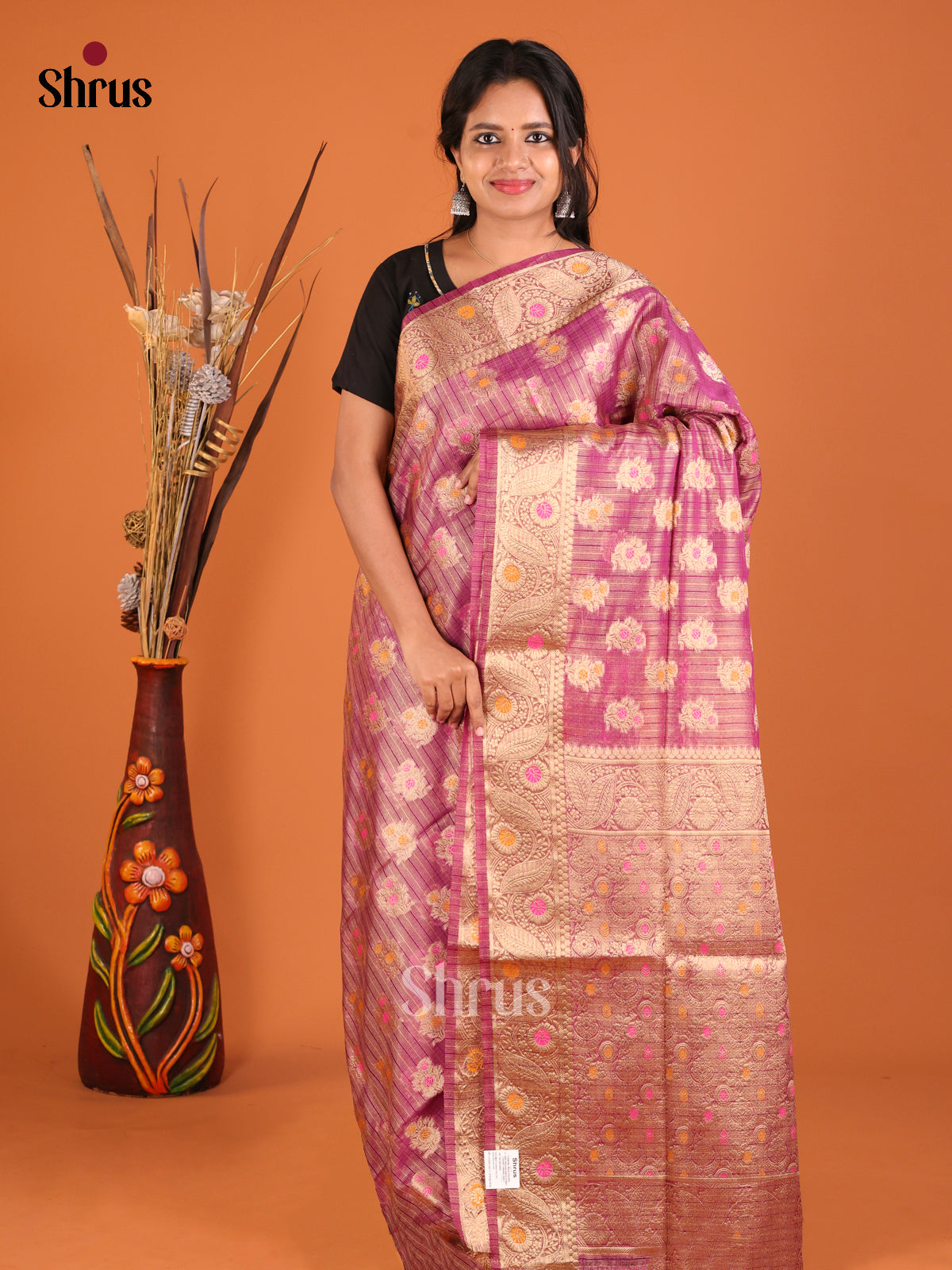 majenta flower North Silk Cotton Saree