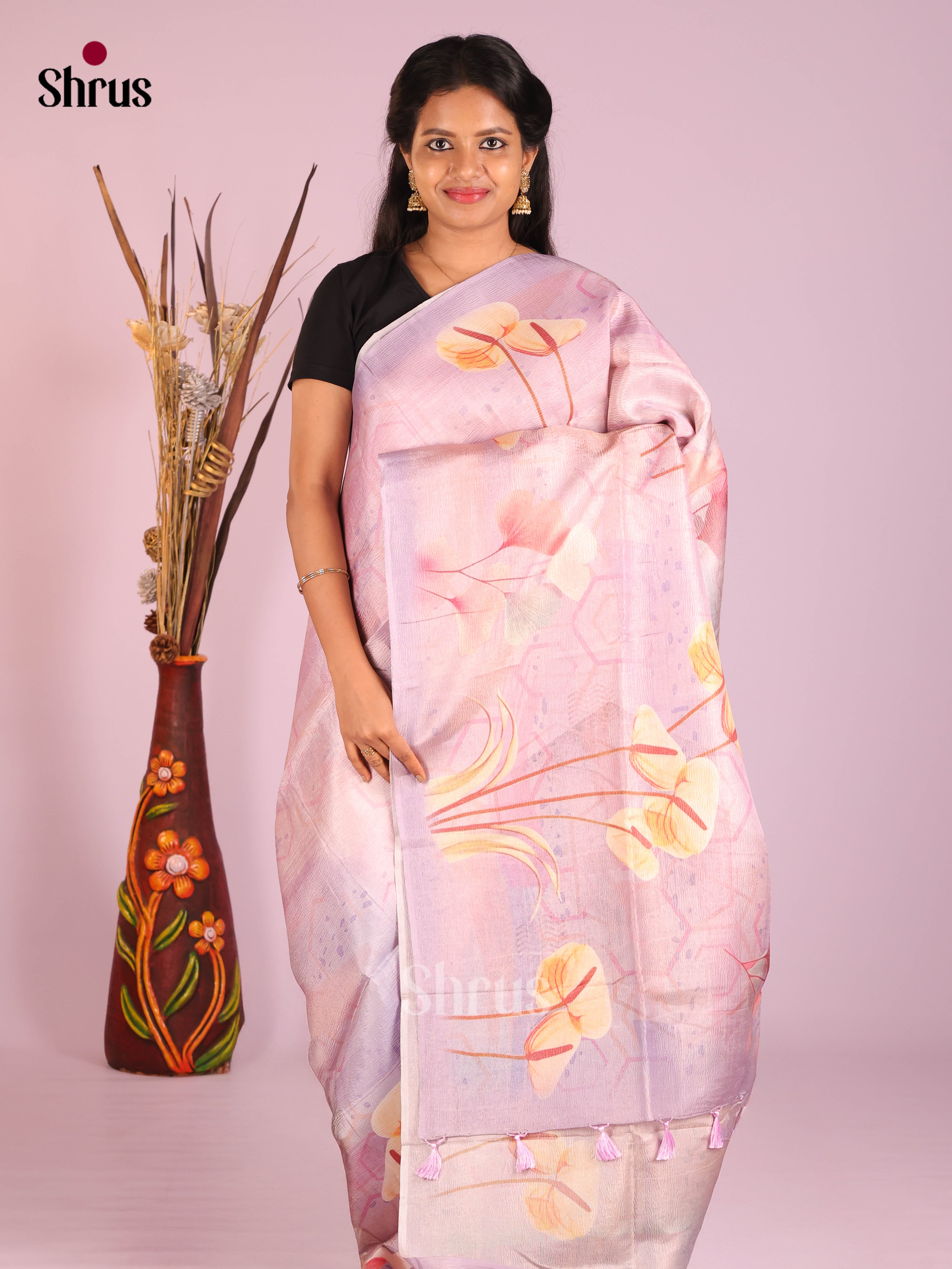 Lavender - Bamboo silk Saree