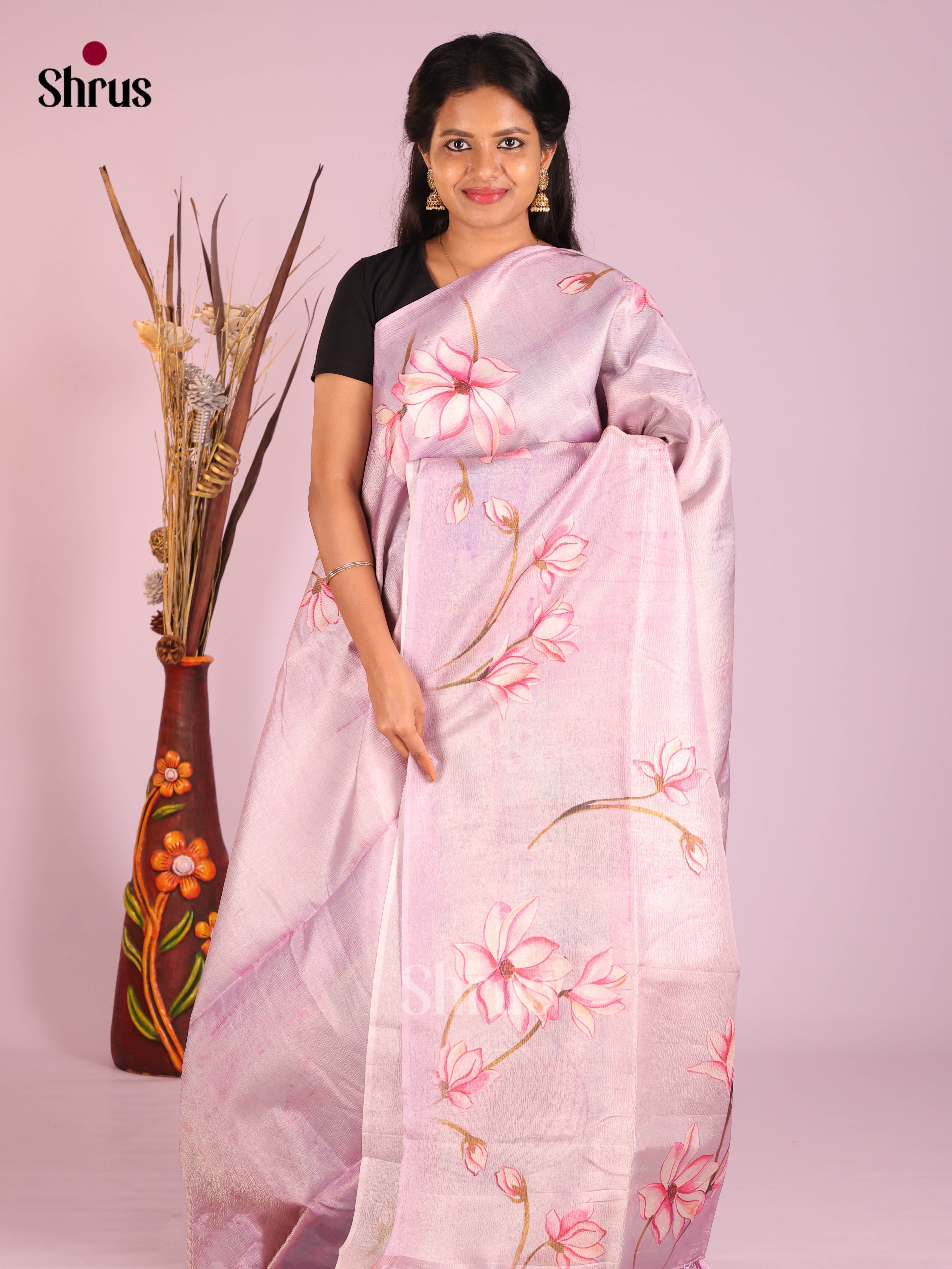 Lavender - Bamboo silk Saree