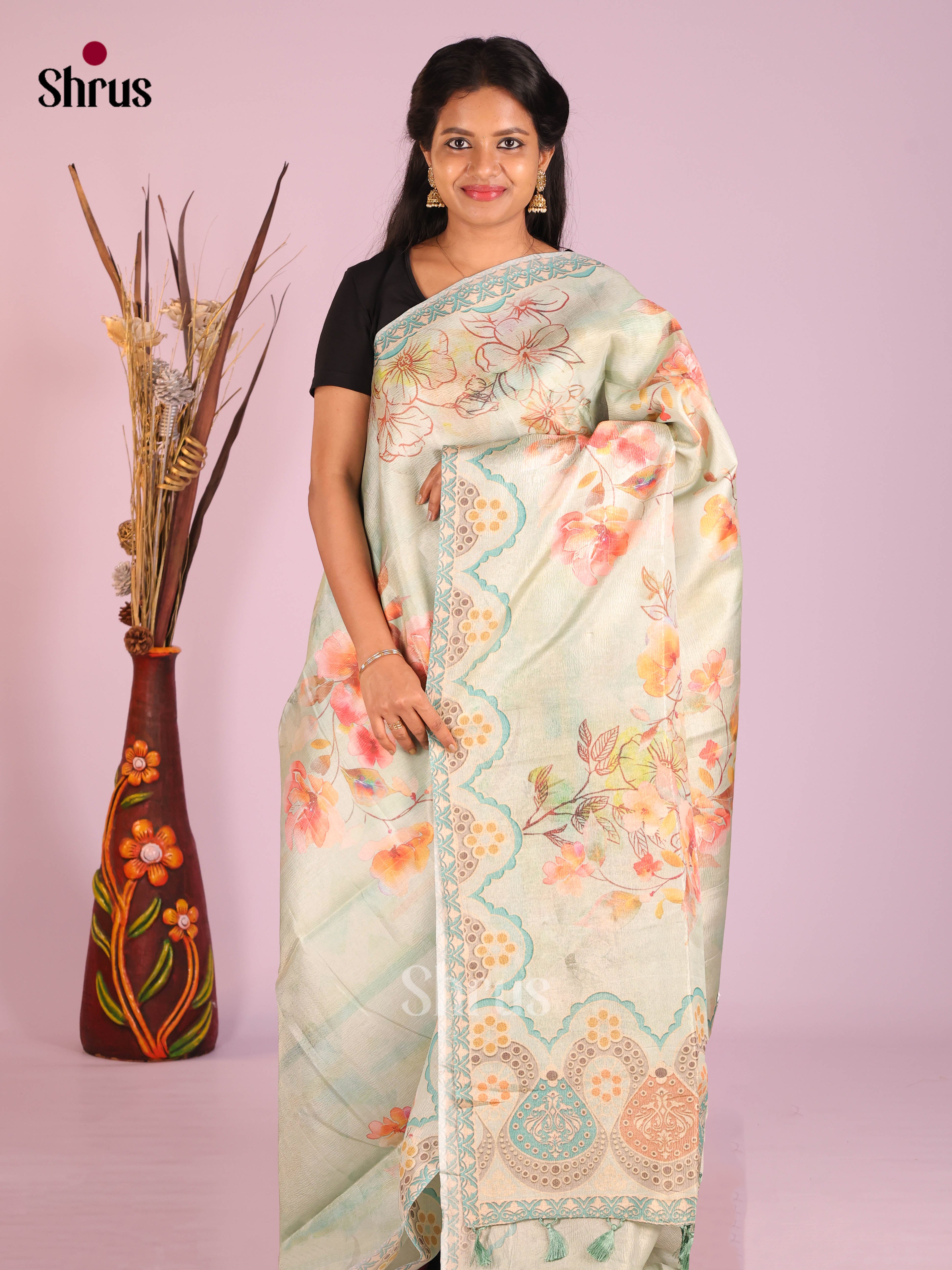 Light Blue - Bamboo silk Saree