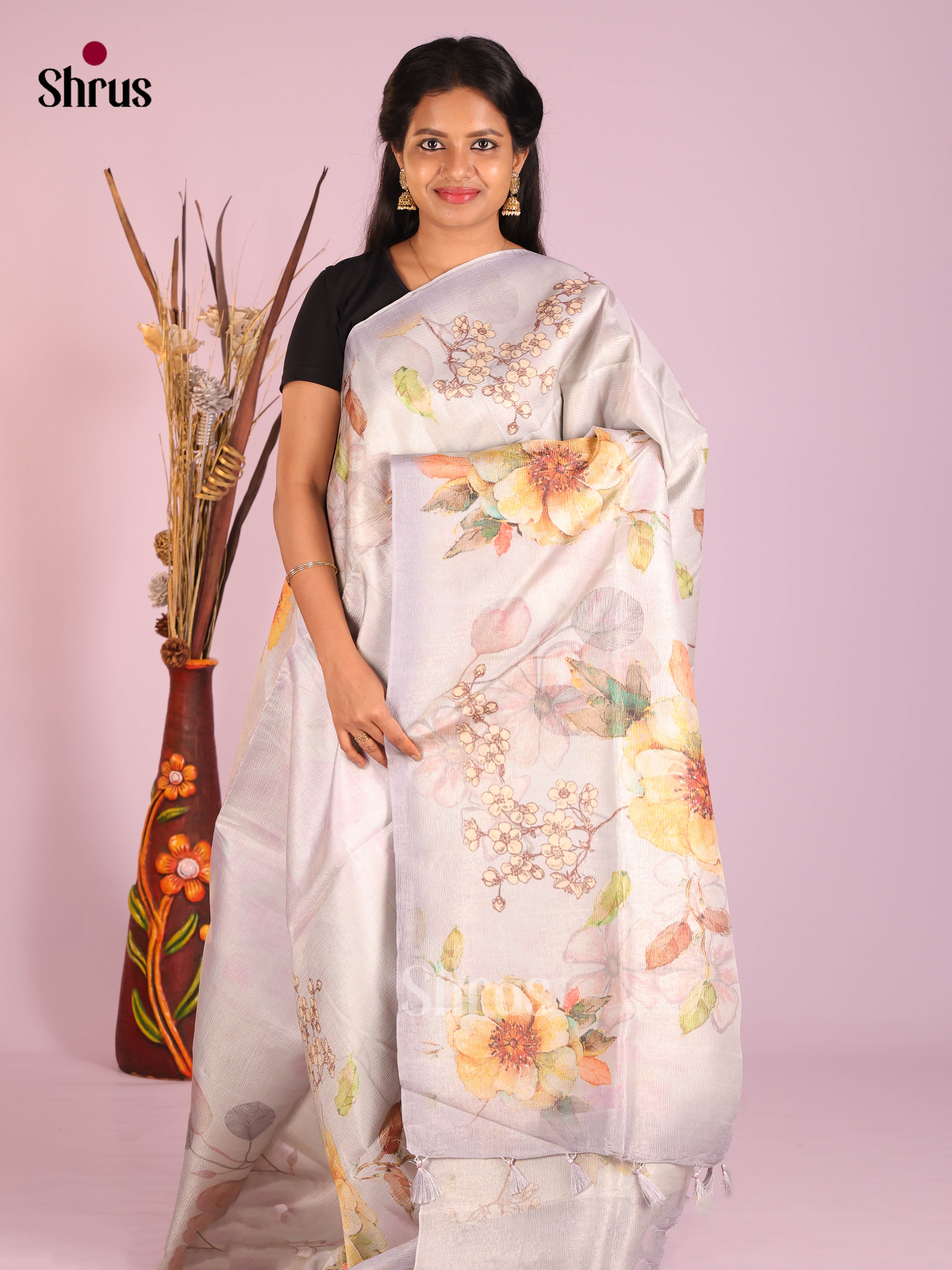 Light Blue - Bamboo silk Saree