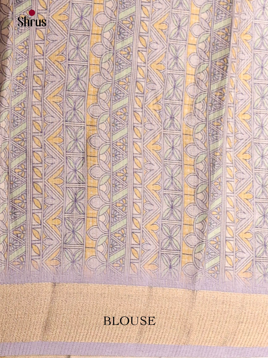 Cream & Lavender - Moonga Silk Saree