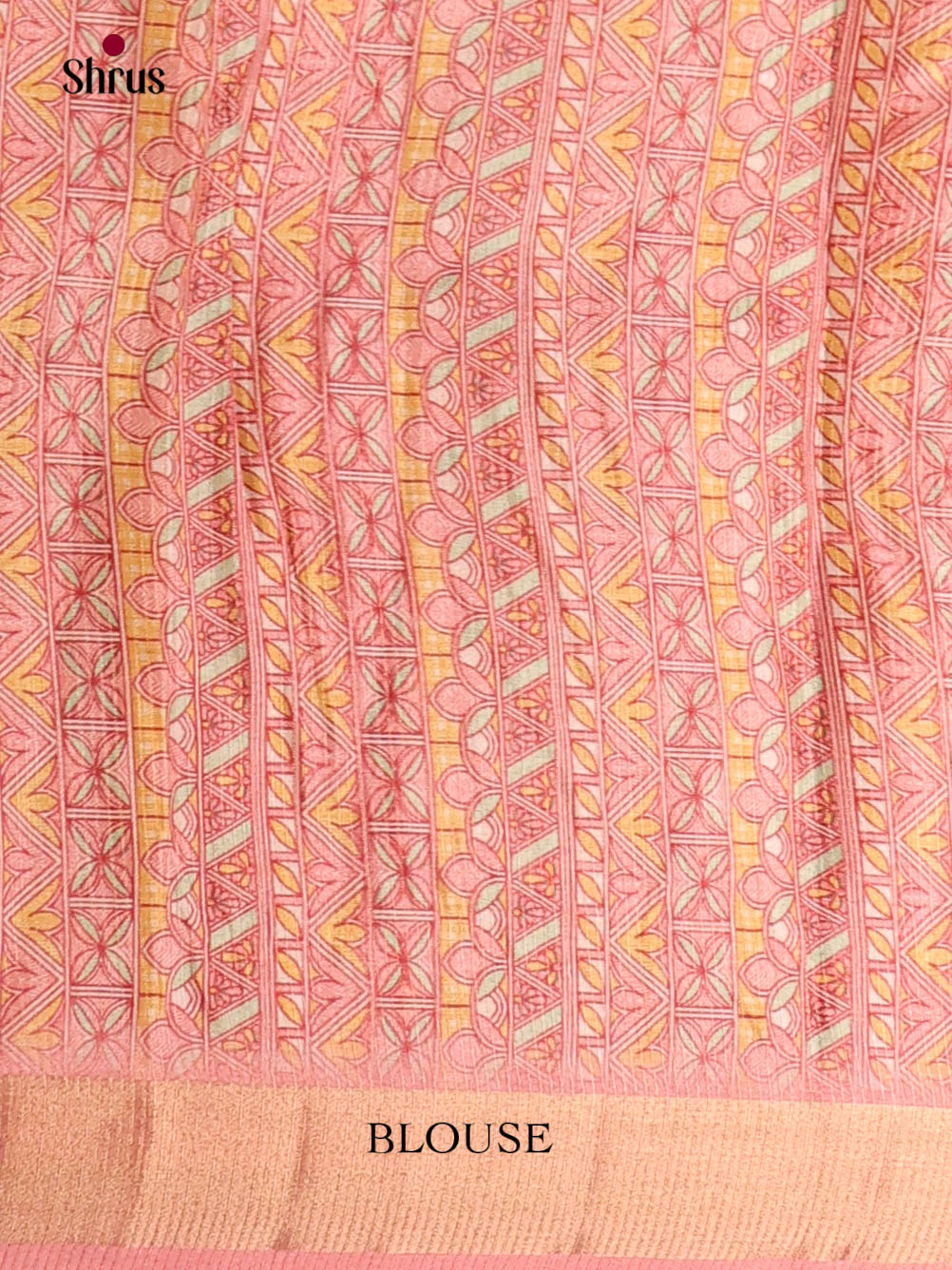 Cream & Pink- Moonga Silk Saree