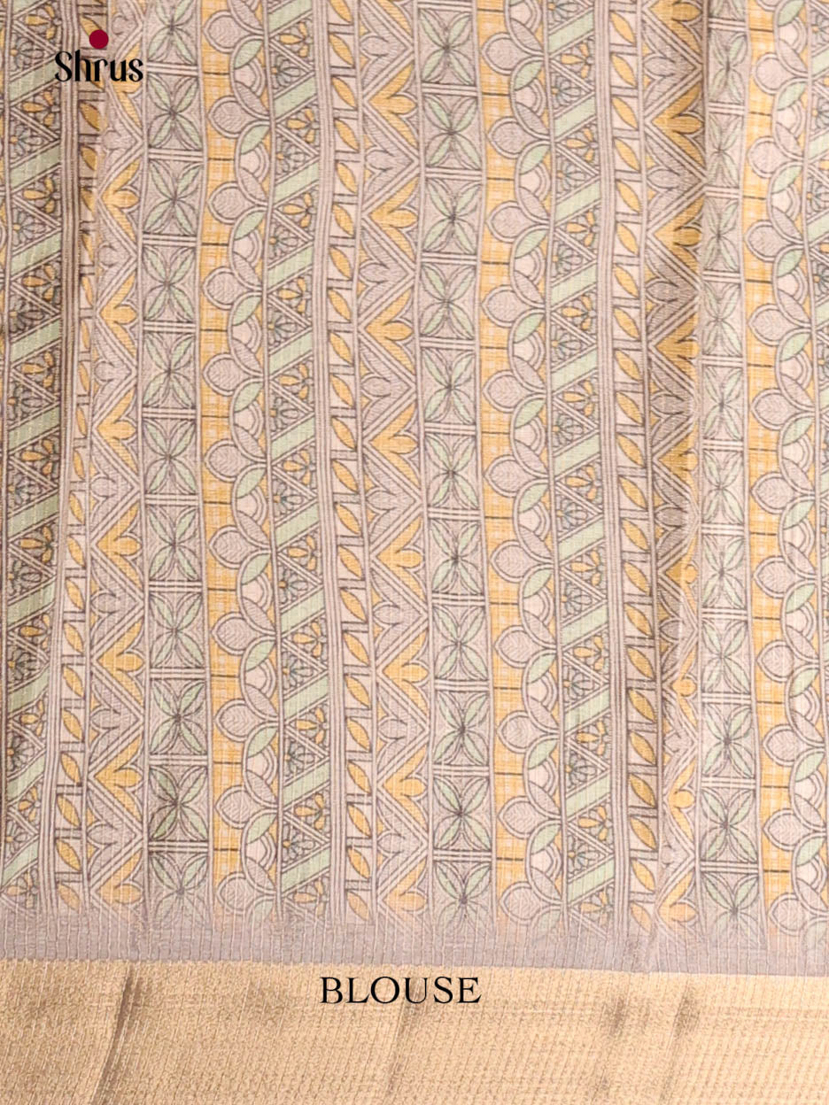 Cream & Grey - Moonga Silk Saree