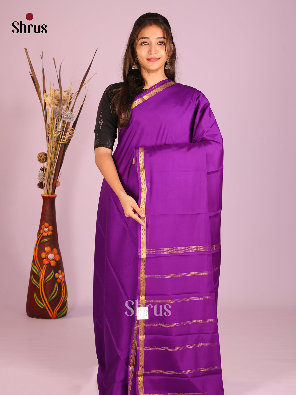 Violet(Single Tone) - Mysore Silk Saree - Shop on Shrus.com
