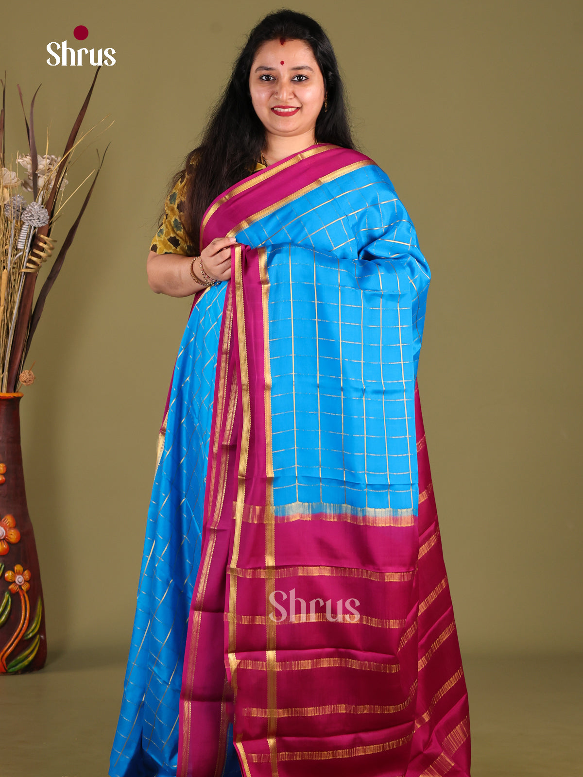 Blue & Purple- Mysore Silk Saree