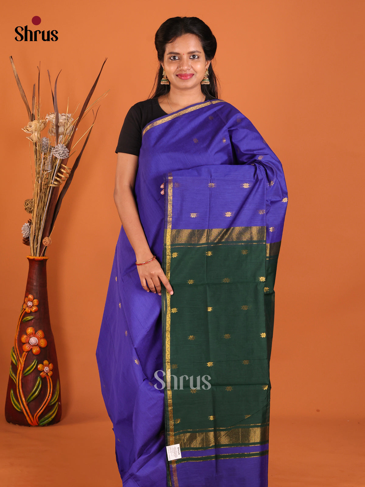 Blue & Green- Semi Maheshwari Saree