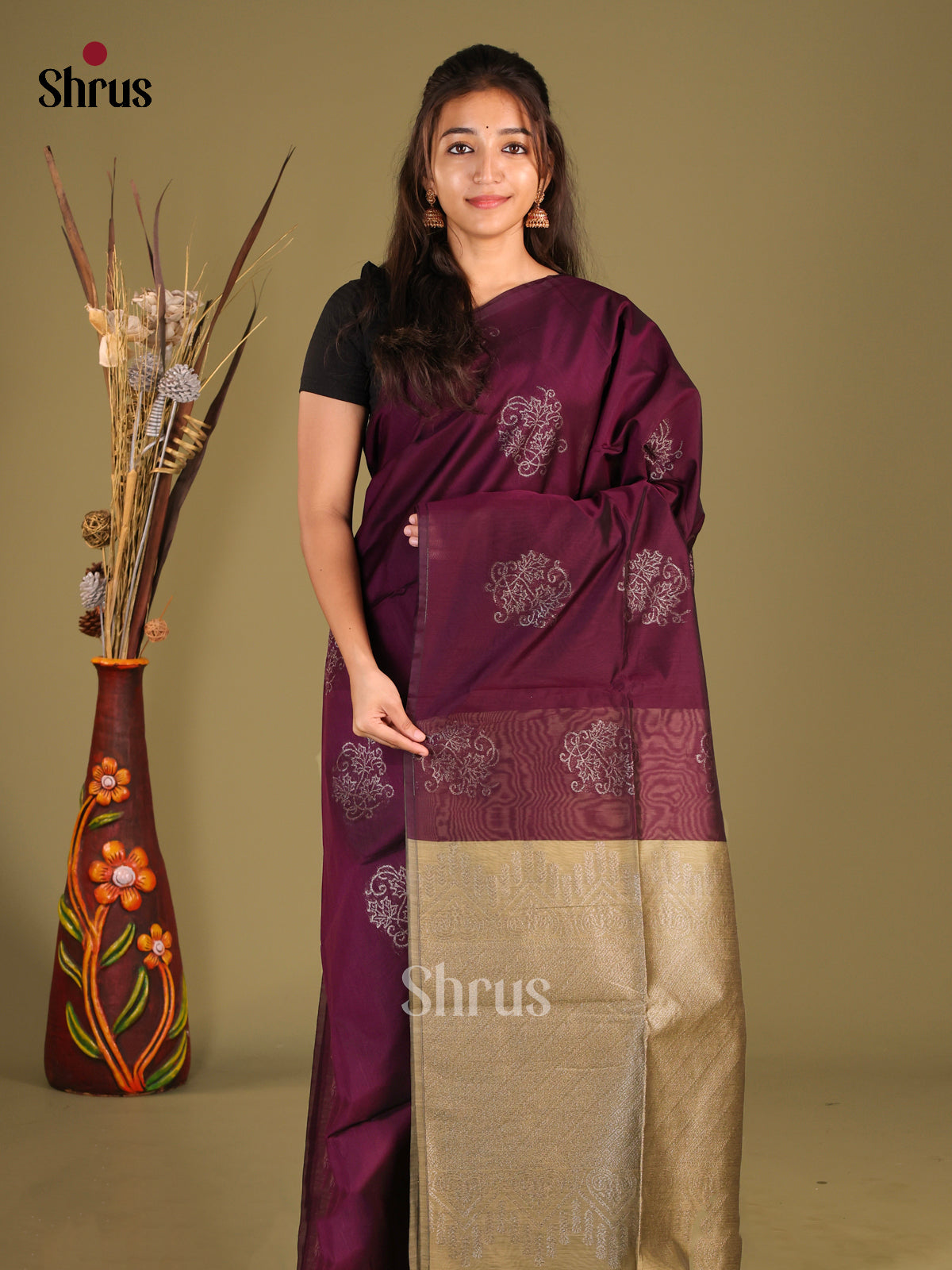 DHS29154 - Semi Silkcotton Saree - Shop on Shrus.com