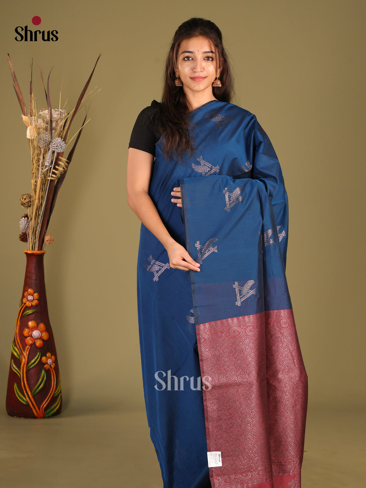 Blue & Purple- Semi Silkcotton Saree