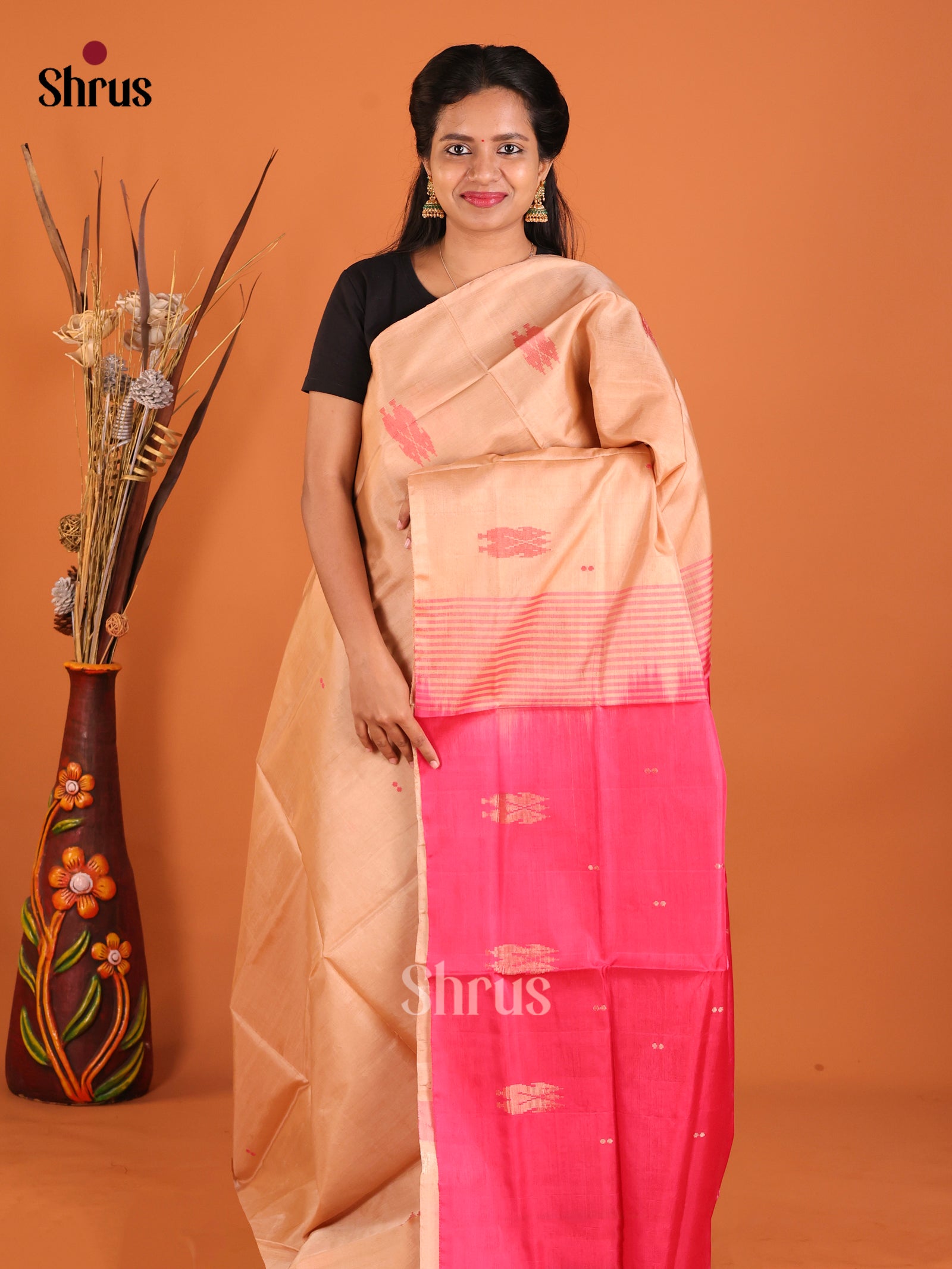 DHS29502 - Banana Pith without blouse Saree - Shop on Shrus.com