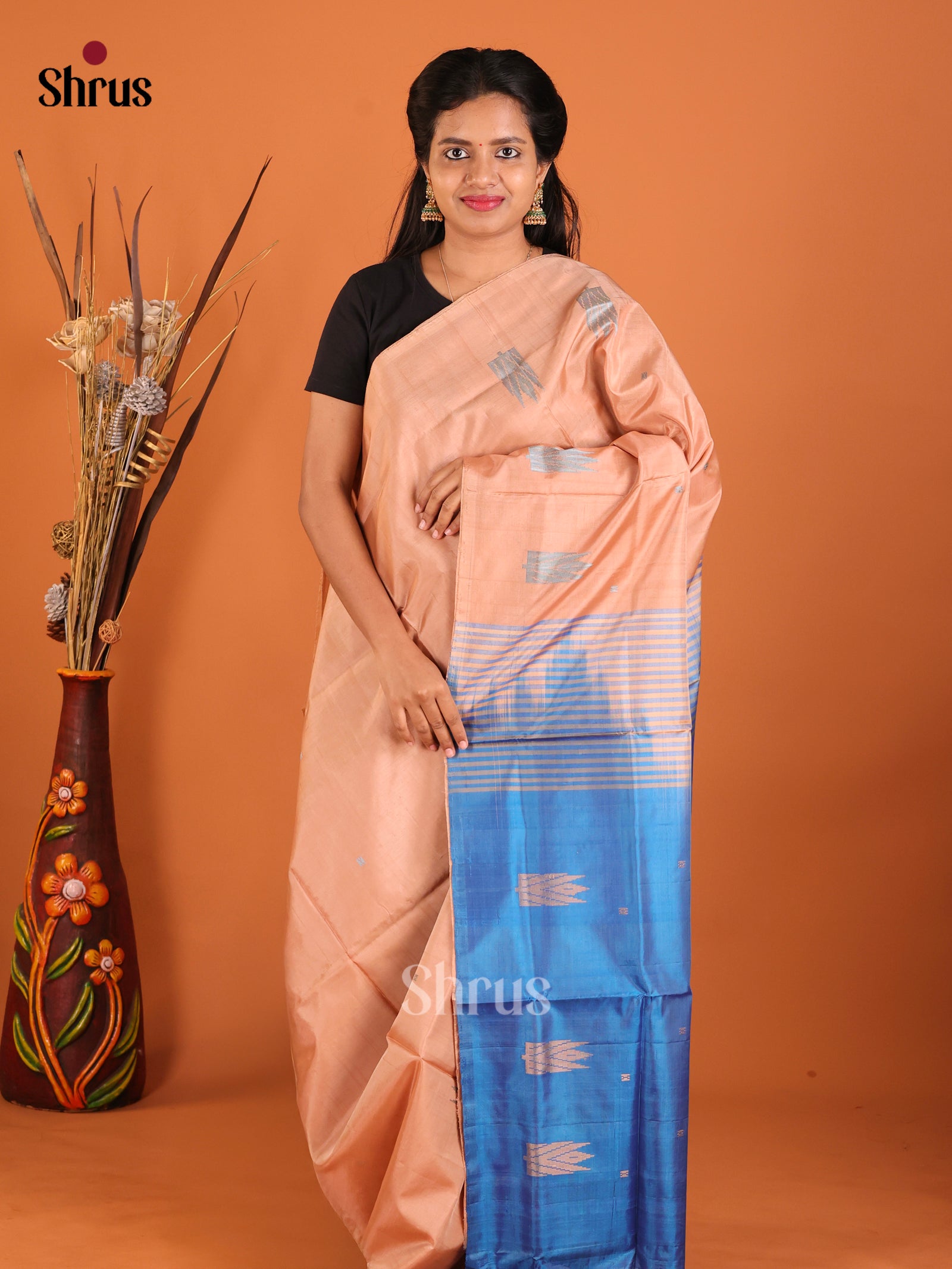 DHS29504 - Banana Pith without blouse Saree - Shop on Shrus.com