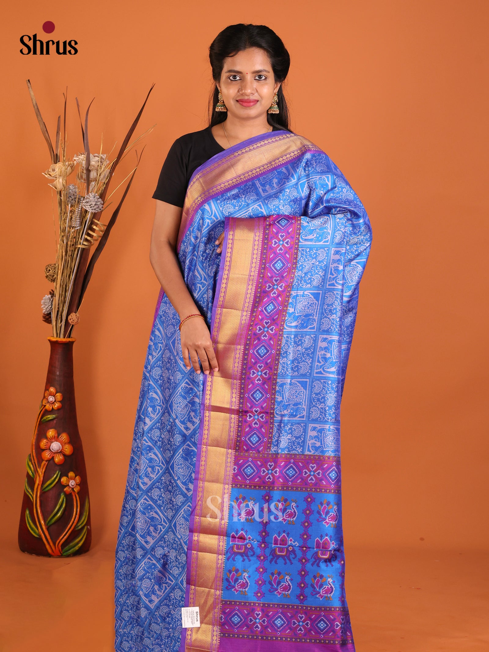 Blue & Purple - Semi Patola Saree