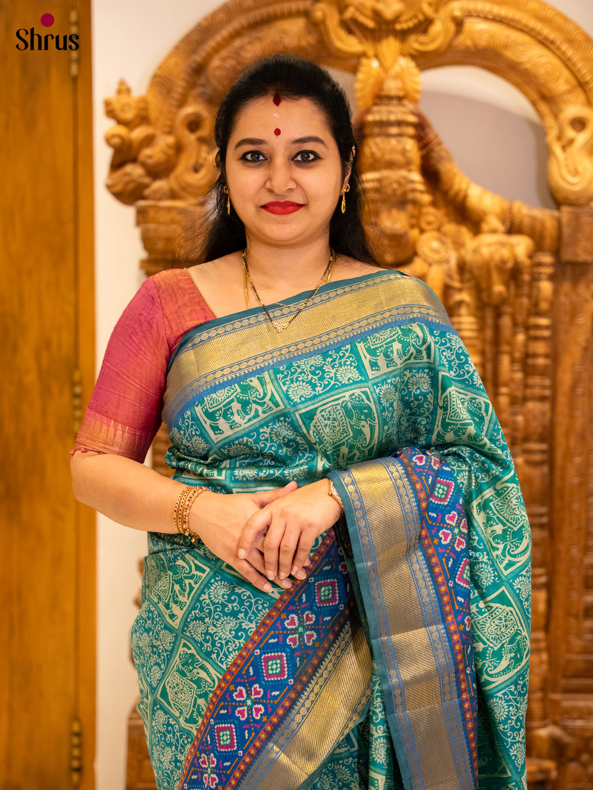 Green & Blue - Semi Patola Saree
