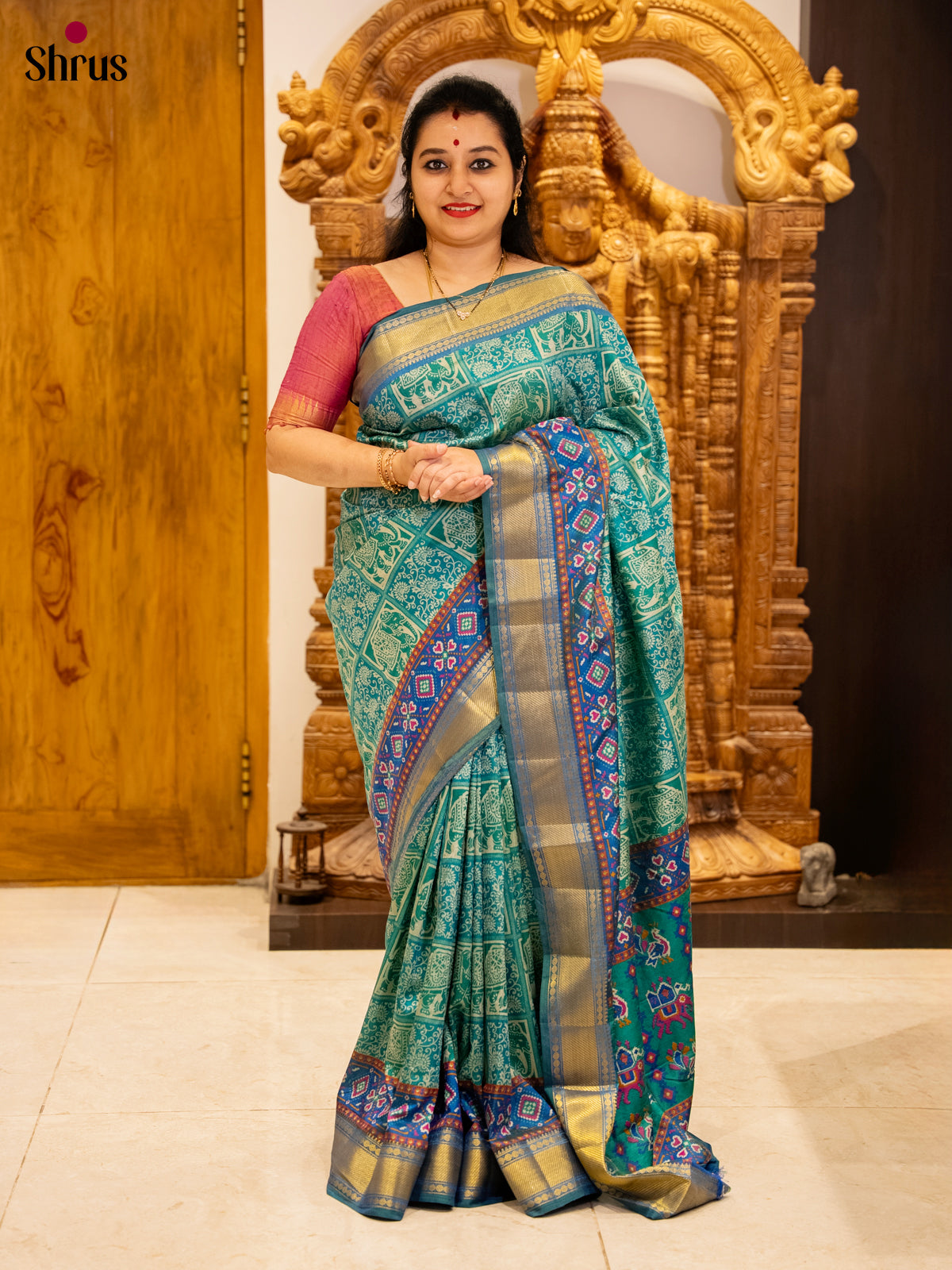Green & Blue - Semi Patola Saree