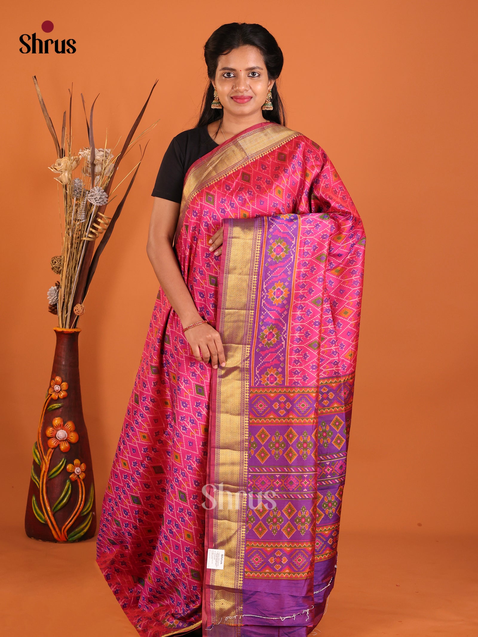 Pink & Purple - Semi Patola Saree