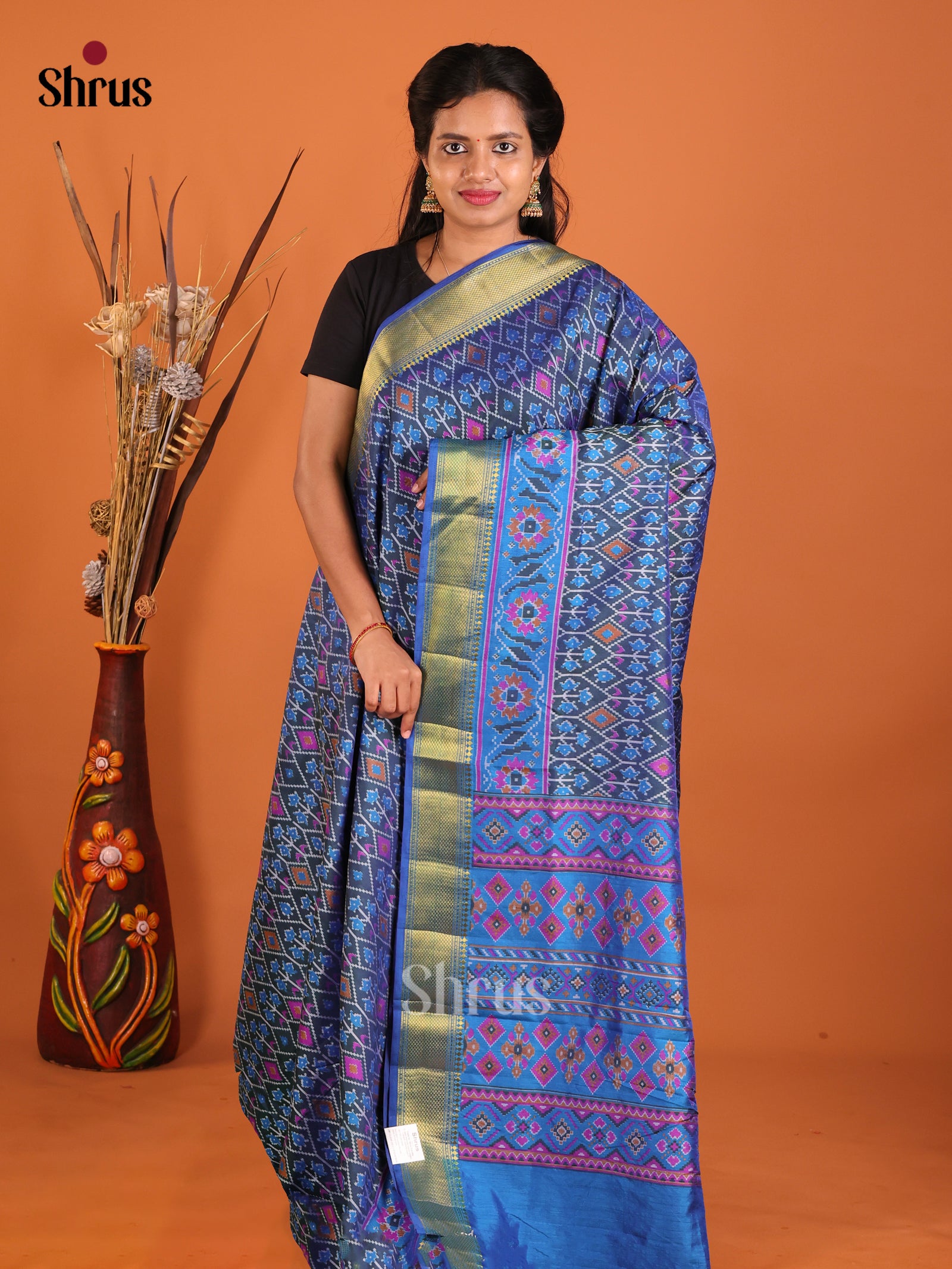 Blue - Semi Patola Saree