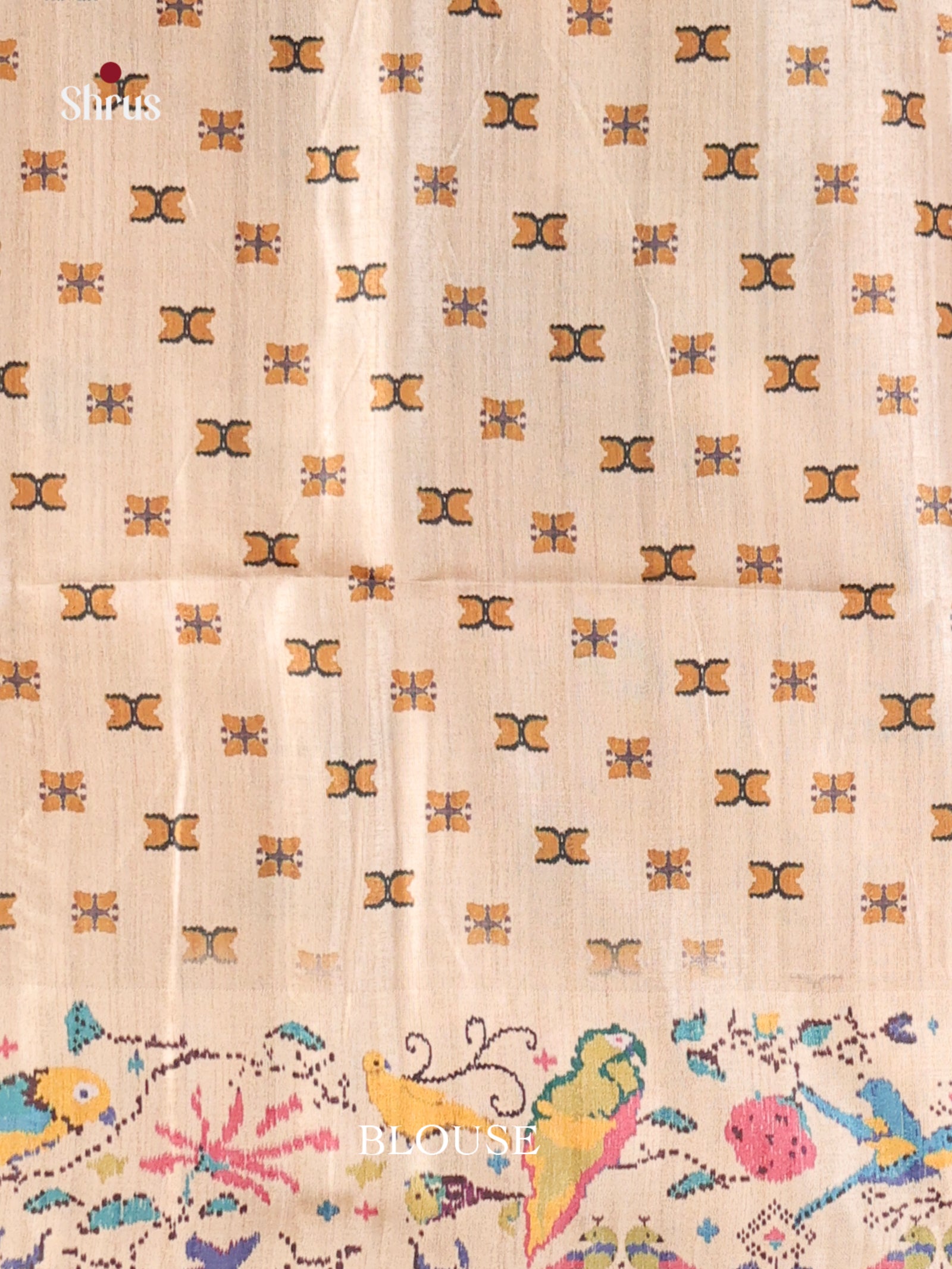 Mustard & Cream - Moonga Silk Saree