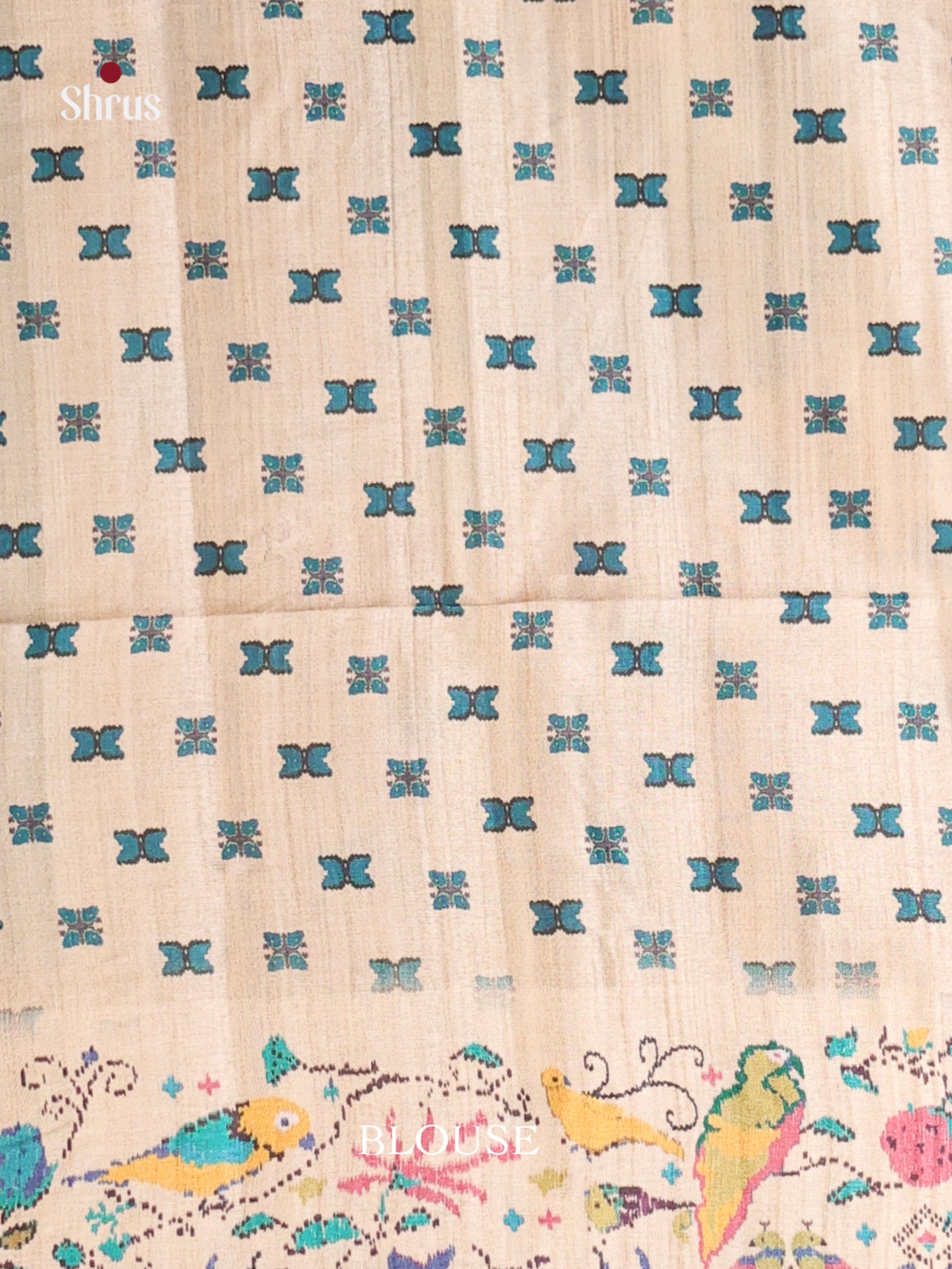 Blue & Cream - Moonga Silk Saree