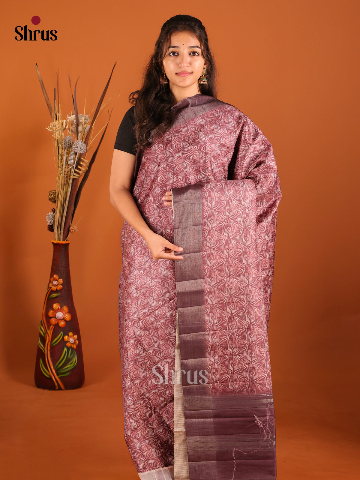 Brown(Single Tone)- Semi matka Saree