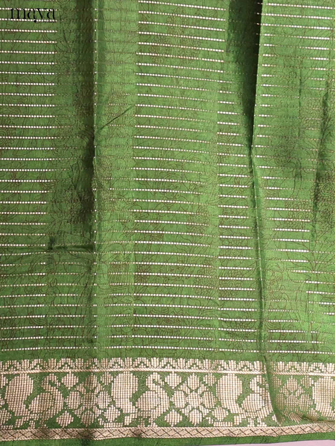 Red & Green - Semi Tussar Saree