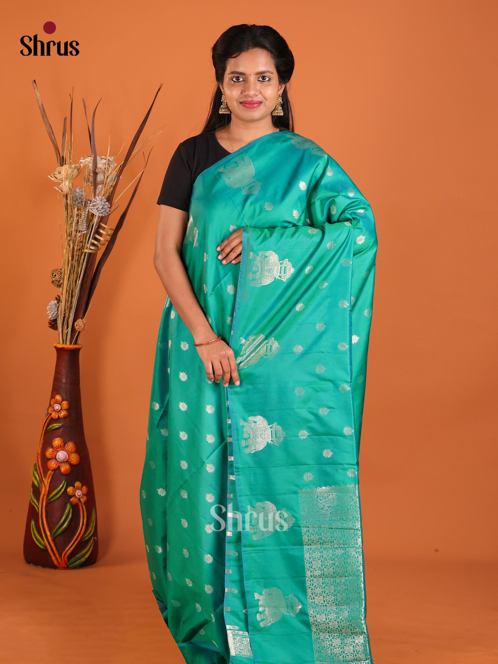 Green - Semi Softsilk Saree