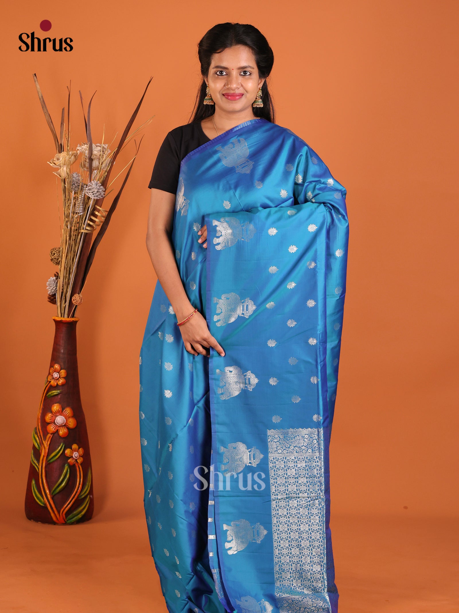 Blue - Semi Softsilk Saree