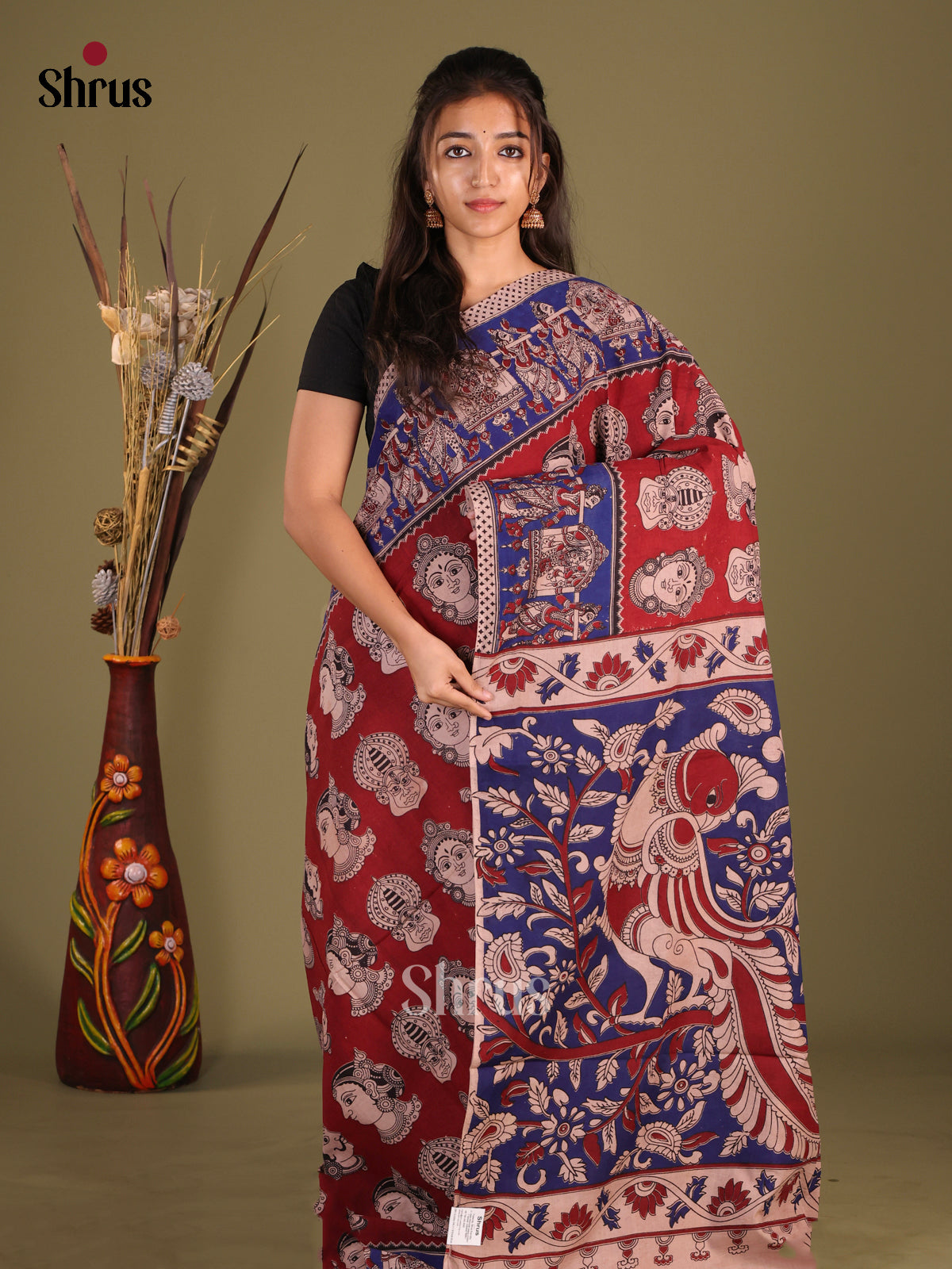 DHS30219 - kalamkari-cotton Saree - Shop on Shrus.com
