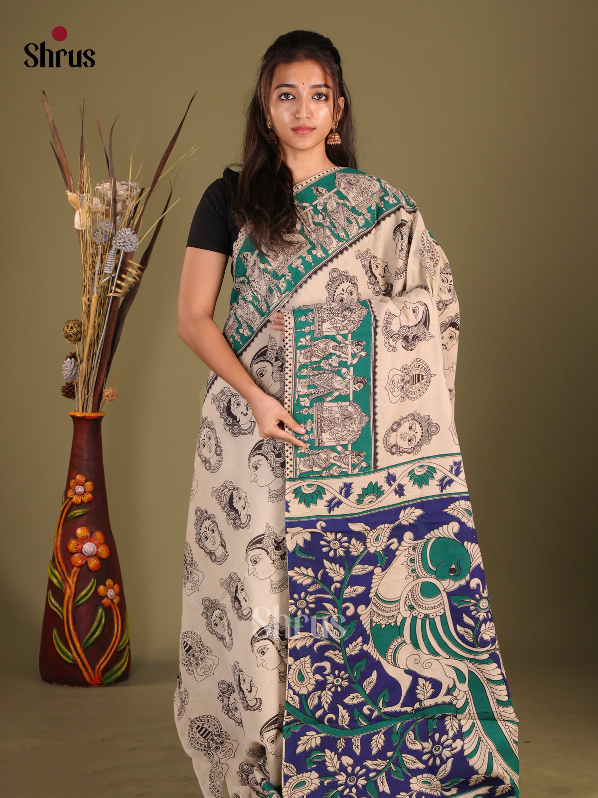 DHS30224 - kalamkari-cotton Saree - Shop on Shrus.com
