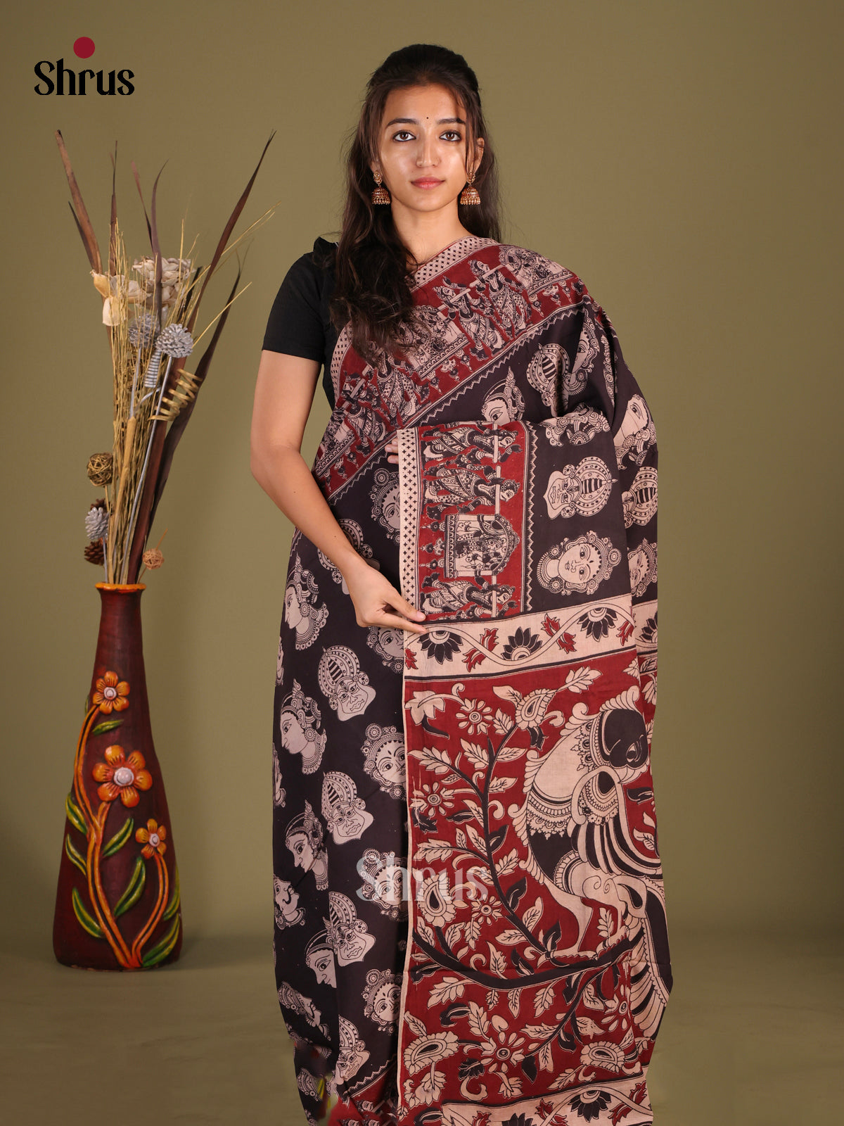 DHS30226 - kalamkari-cotton Saree - Shop on Shrus.com